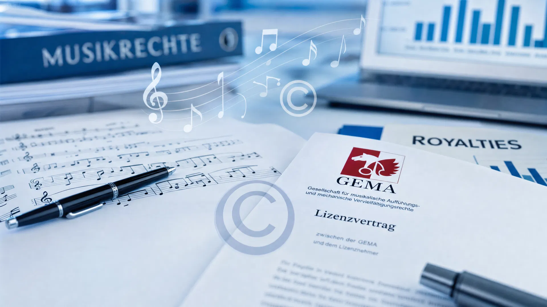 GEMA und GVL Musikrechte: Lizenzvertrag und Tantiemen für selbstständige Musiker