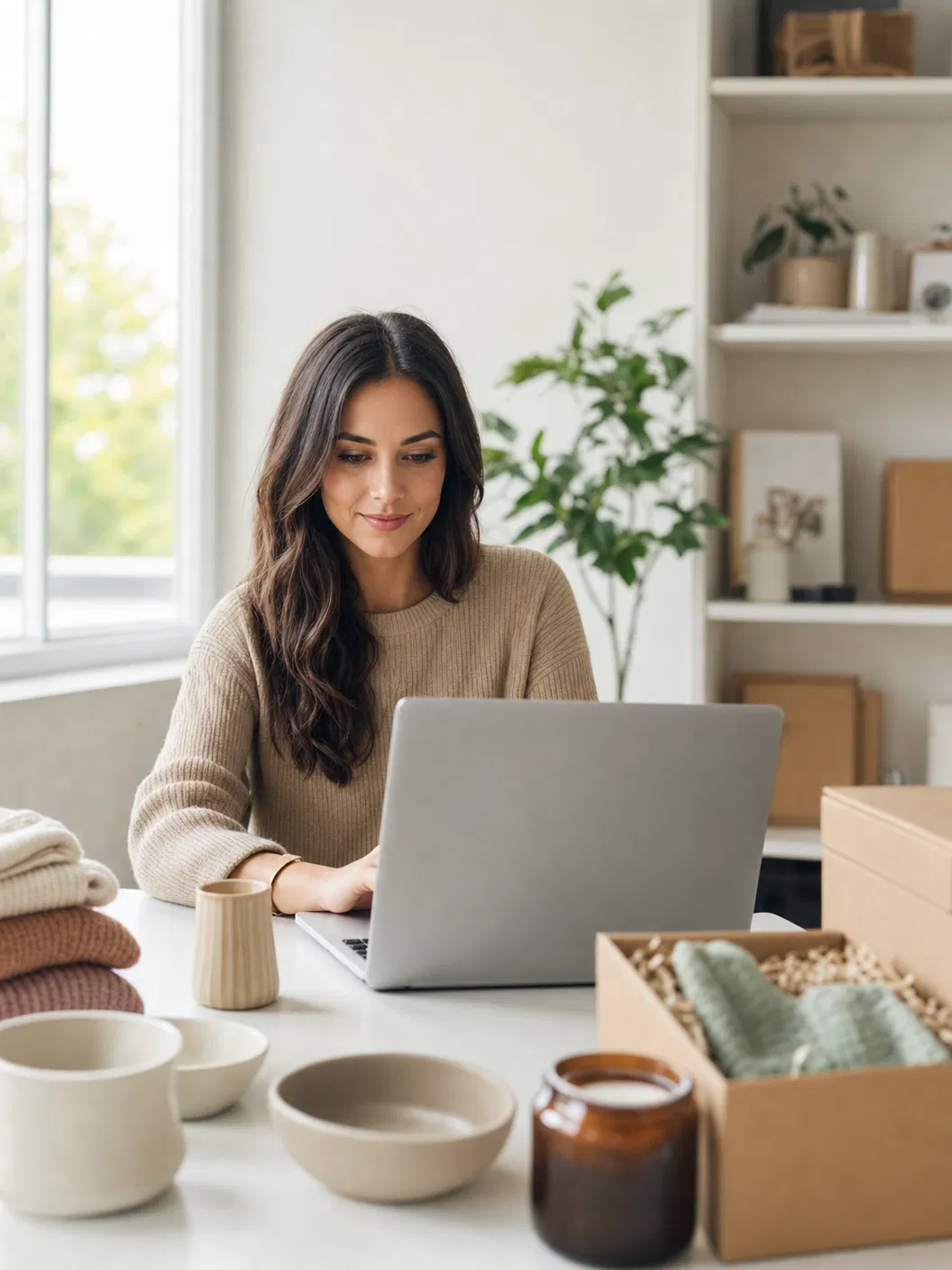 Gründerin richtet ihren Onlineshop ein