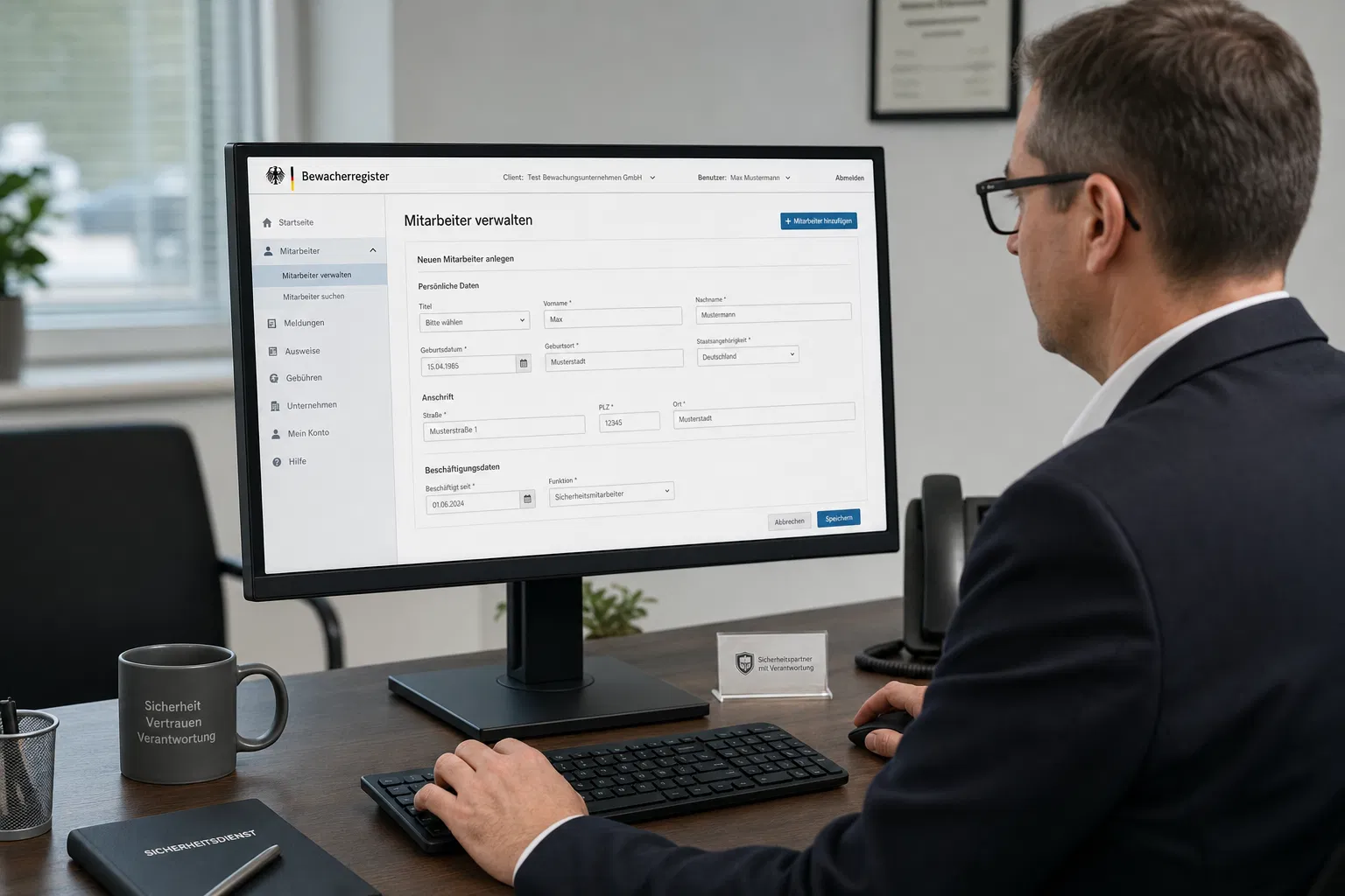 Sicherheitsunternehmer meldet Mitarbeiter im Bewacherregister an – Meldepflicht nach § 16 BewachV
