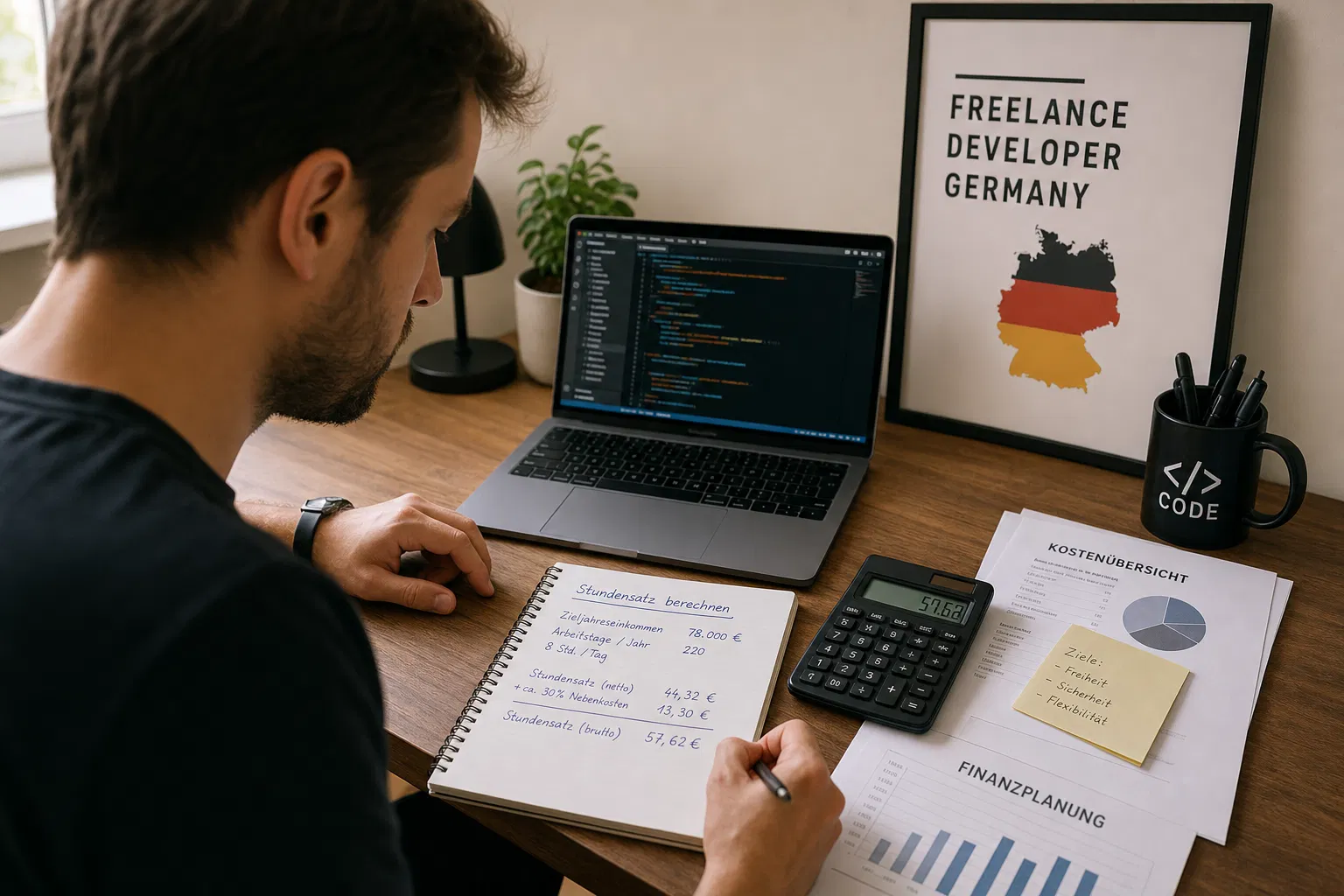 IT-Freelancer kalkuliert Stundensatz – Softwareentwickler selbstständig machen 2026