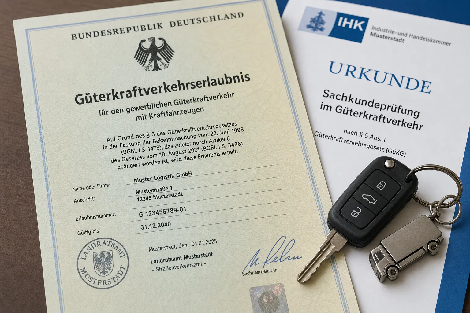 Güterkraftverkehrserlaubnis und IHK-Sachkundezertifikat für gewerblichen Transport in Deutschland