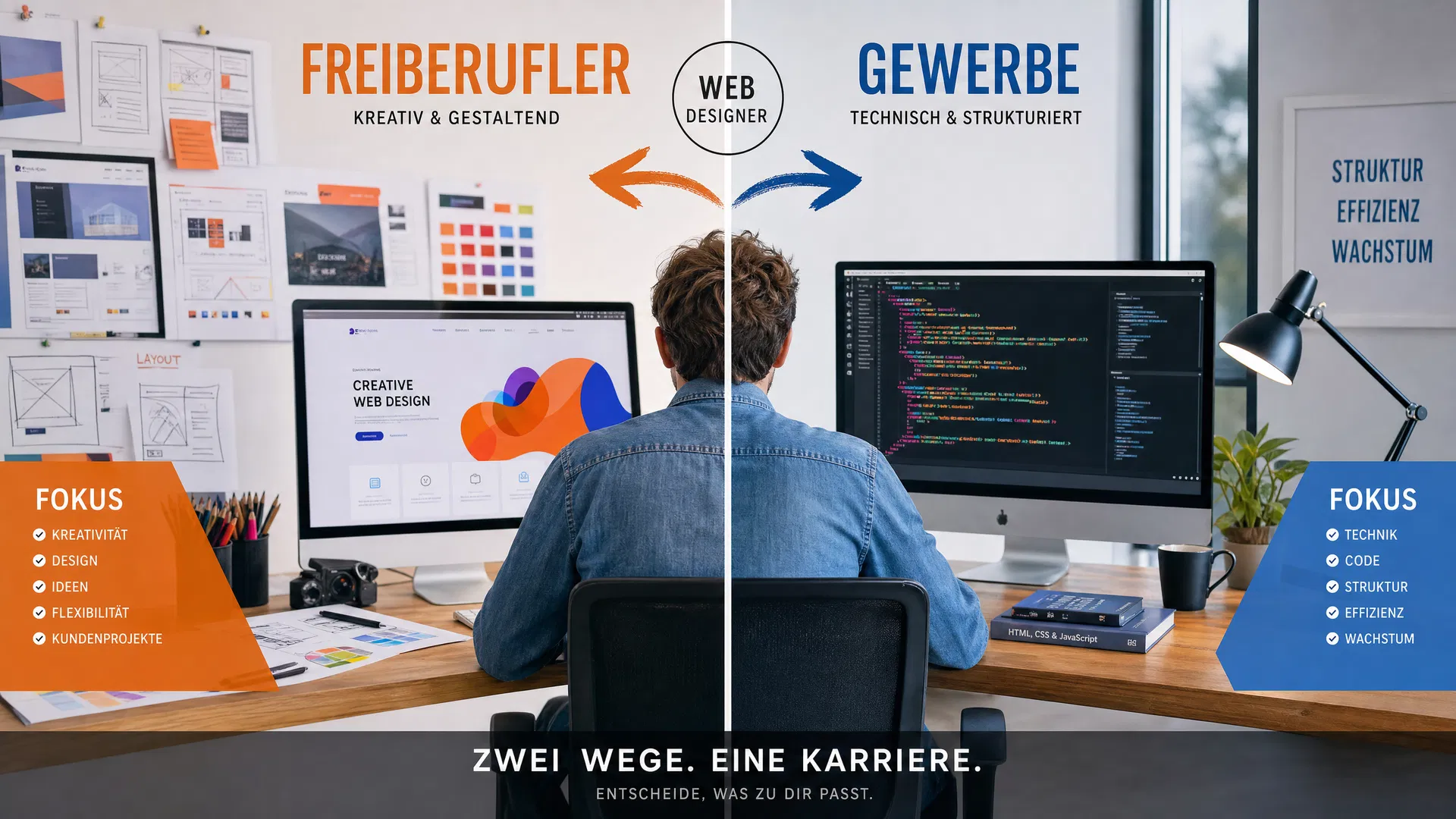 Freiberufler vs. Gewerbe: Webdesigner zwischen kreativem Design und technischer Programmierung