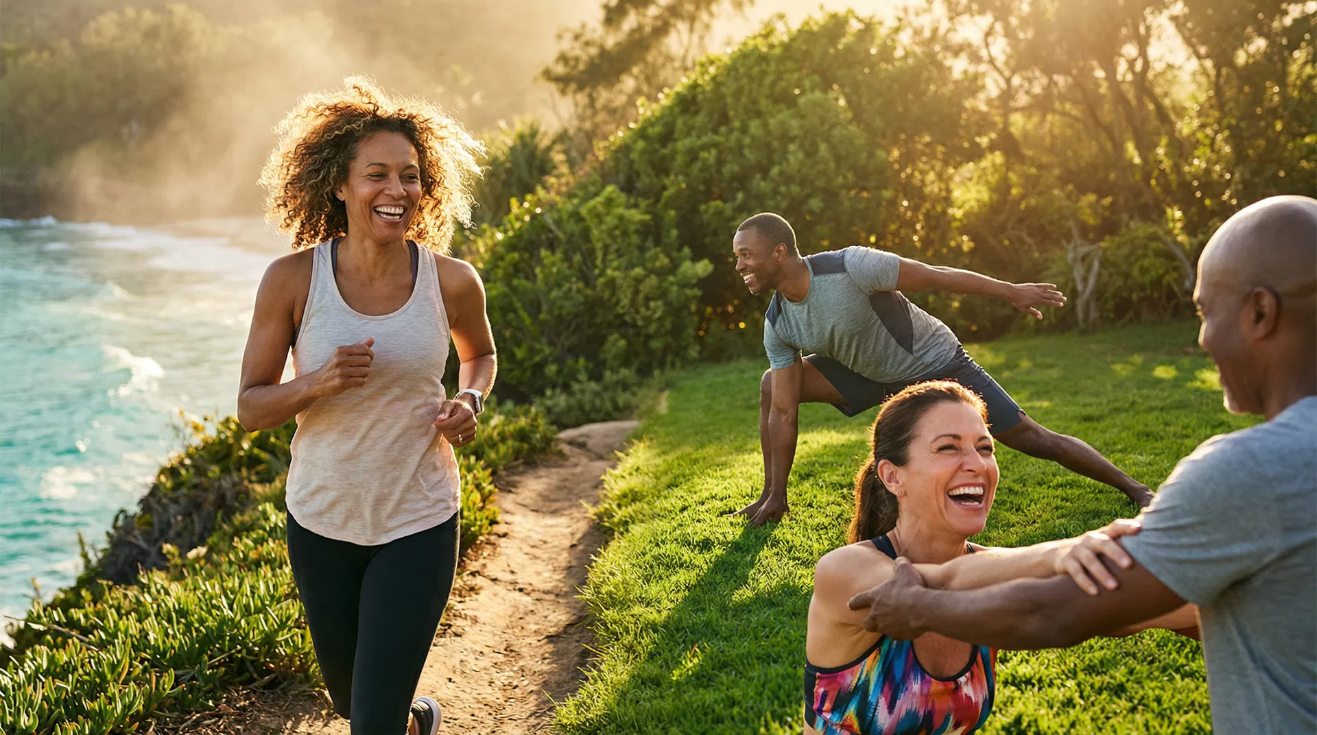 Personas activas y vitales disfrutando de un estilo de vida saludable