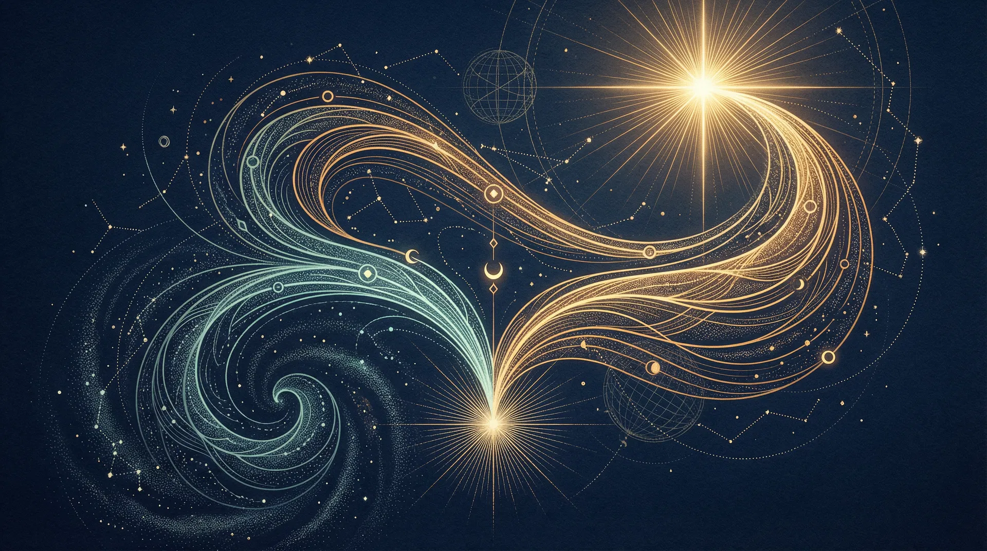 The Choice Curve — two paths diverging through cosmic space