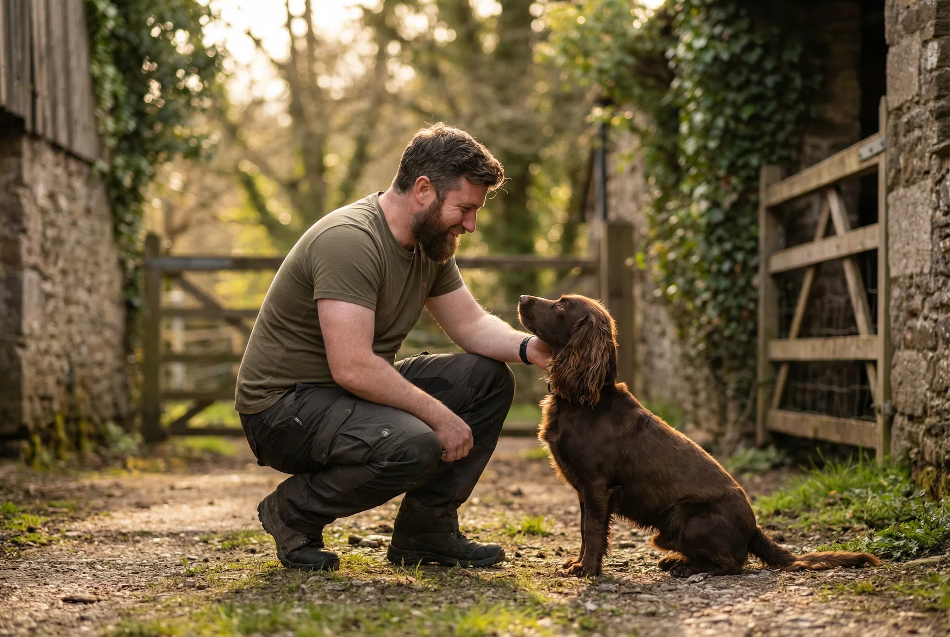 Mark, trainer at H&R Canine Services, working one-on-one with a dog in Devon