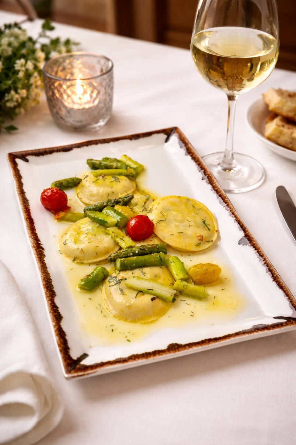 Panciotti con punte di asparagi e mascarpone