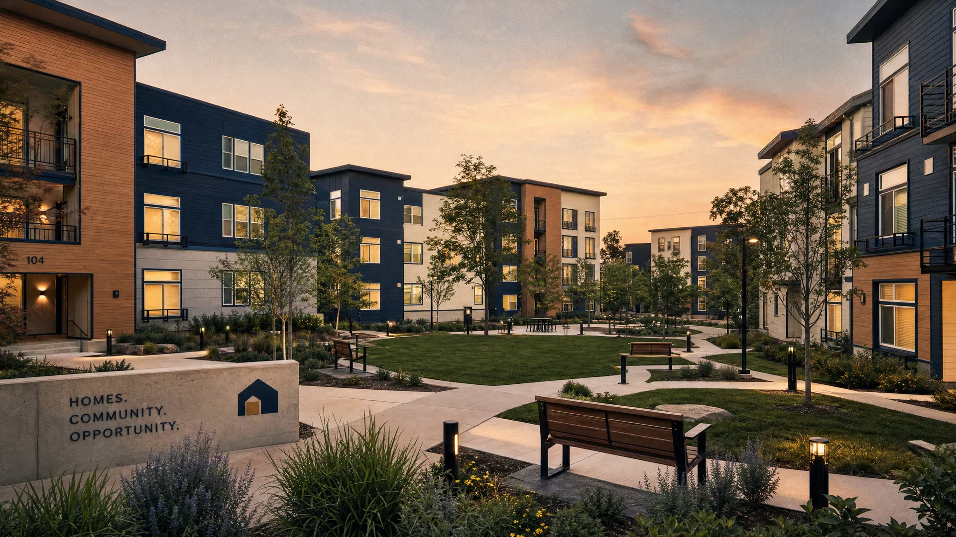 Completed affordable housing community