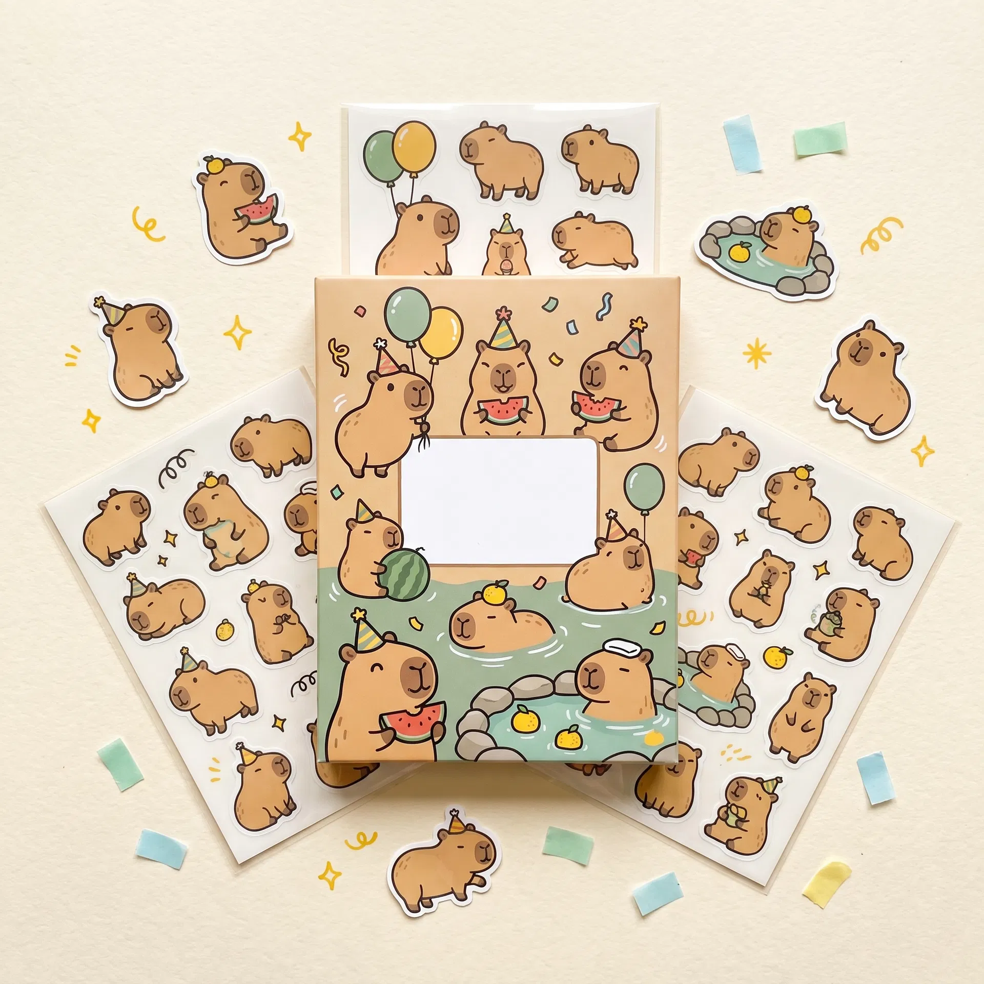Capybara temporary tattoo pack