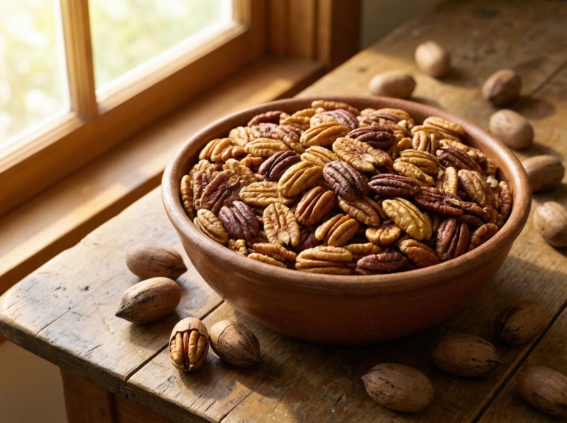 Freshly shelled pecan halves