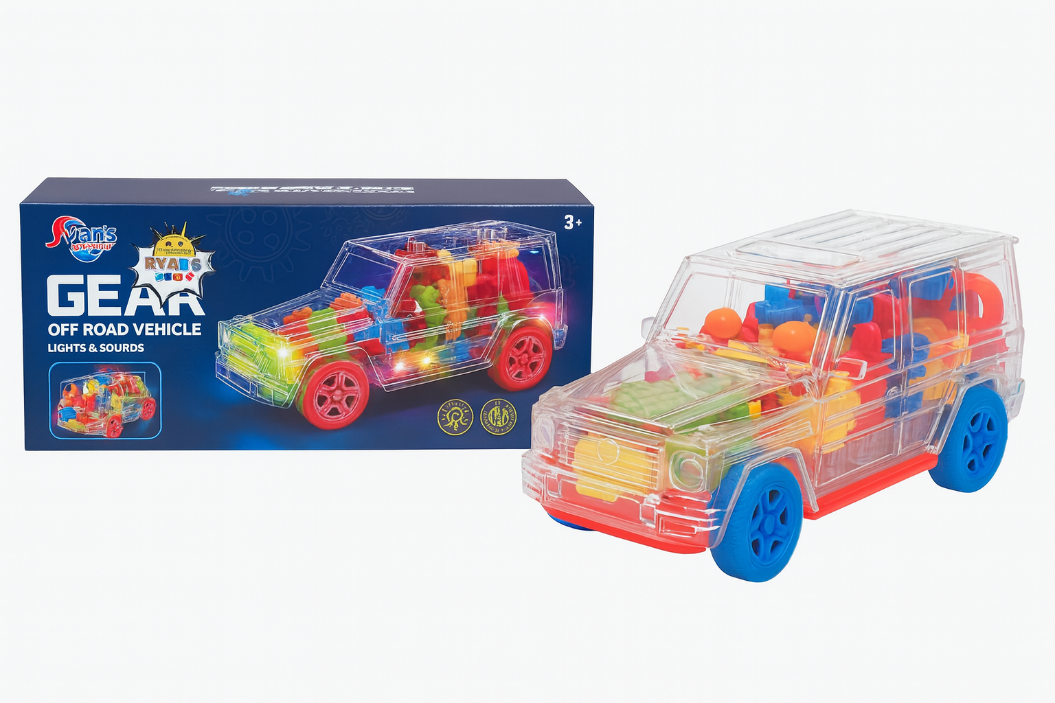 Carrinho Off-Road Transparente com Engrenagens, Luzes e Sons – Brinquedo Infantil - Foto 5
