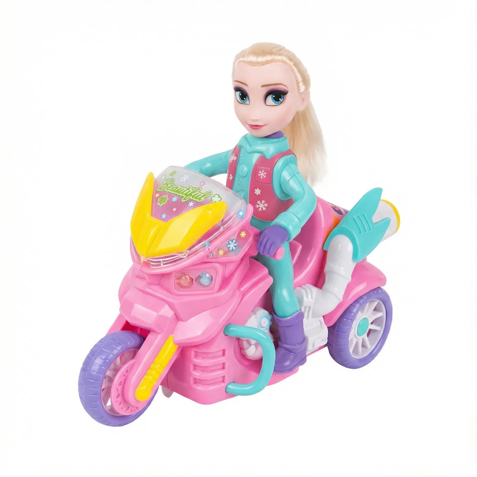 Moto Elétrica Infantil Fashion com Boneca, Luzes e Movimento – Brinquedo Musical 3+