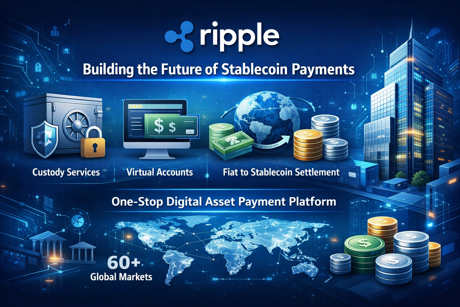 Ripple 擴展支付平台,打造端到端穩定幣基礎設施,處理量突破千億美元大關