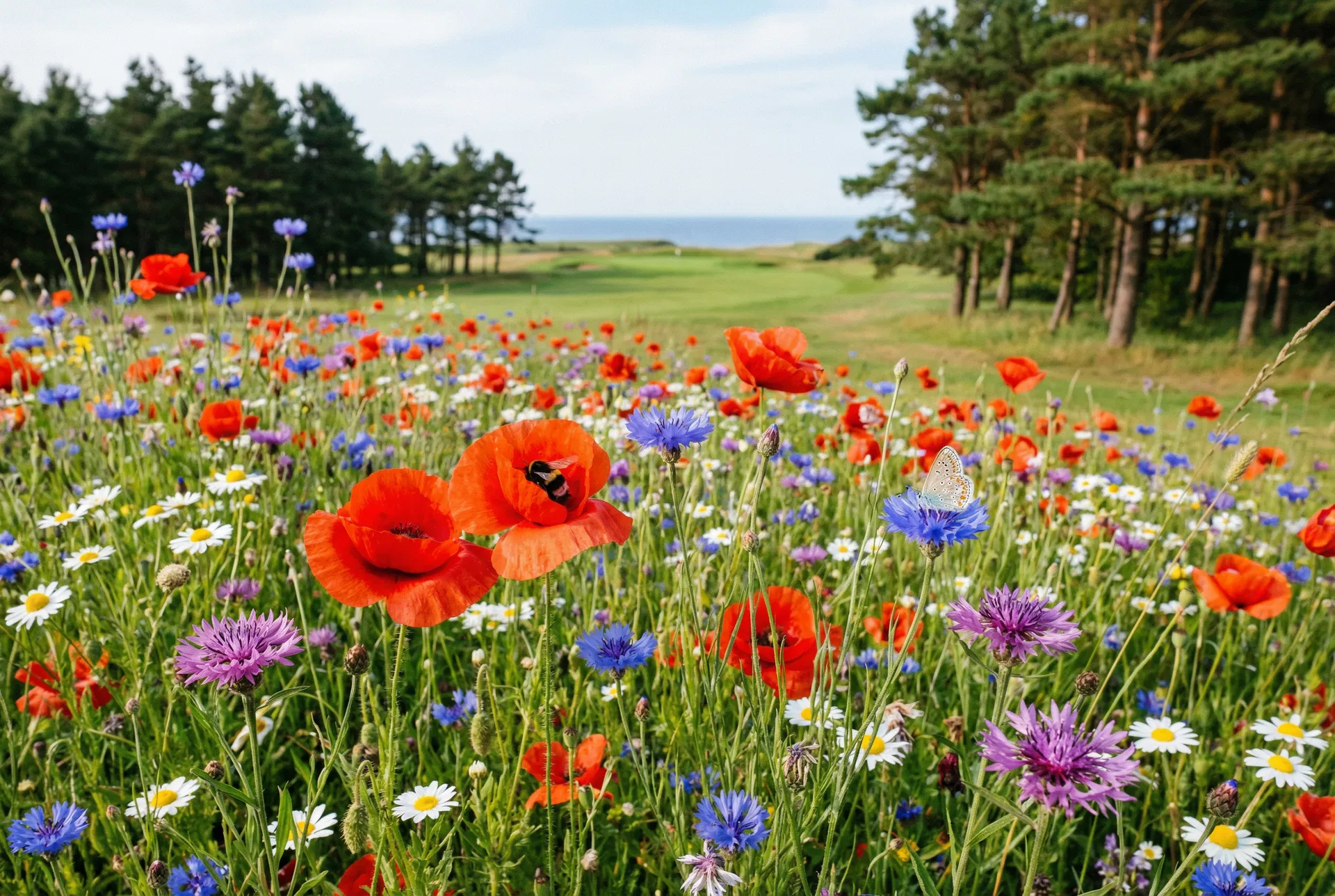 Wildflower meadow on a golf course