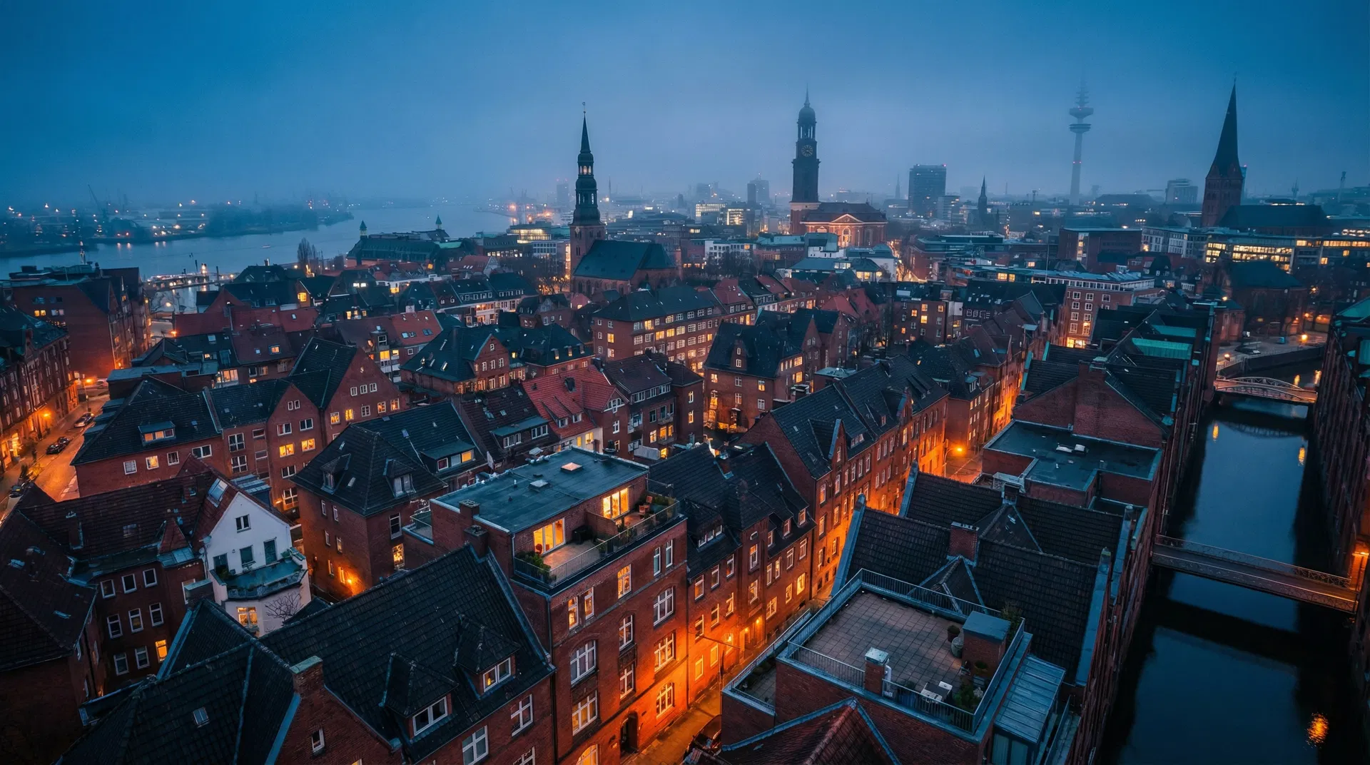 Hamburger Dächer von oben