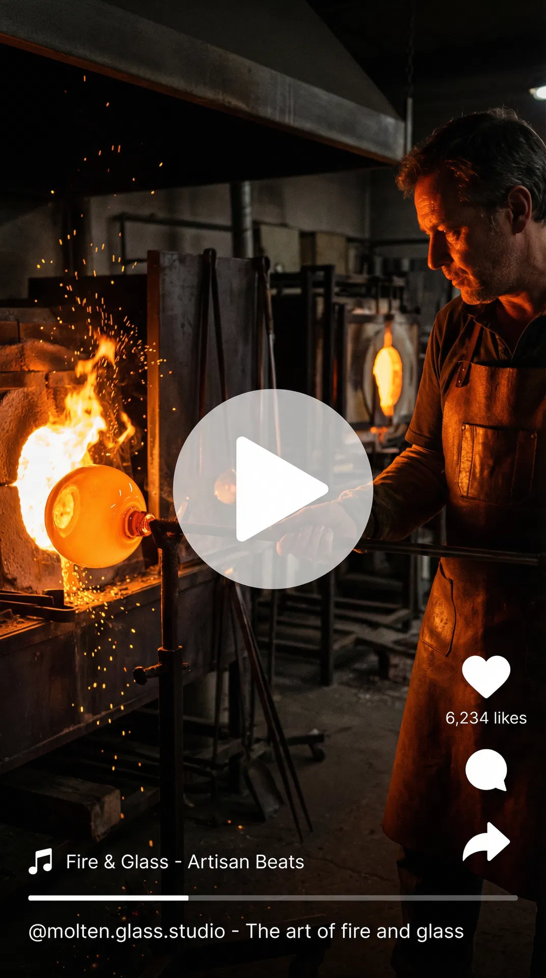 Glassblower Artisan Instagram Reel