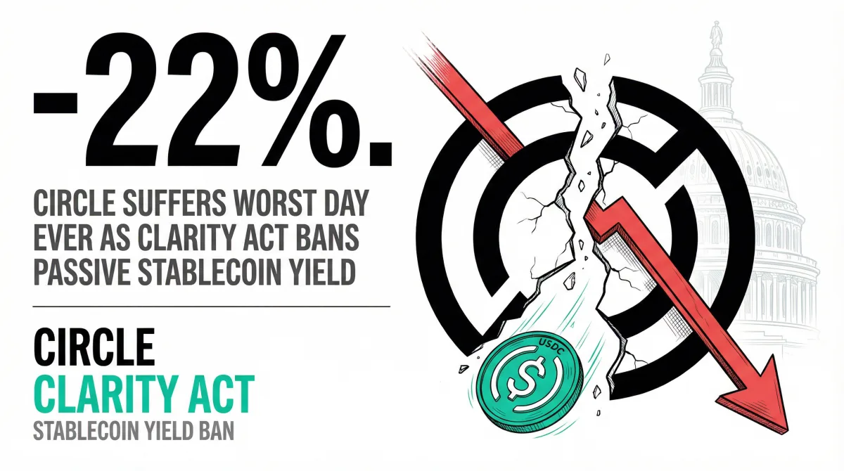 Circle Suffers Worst Day Ever as CLARITY Act Draft Bans Passive Stablecoin Yield