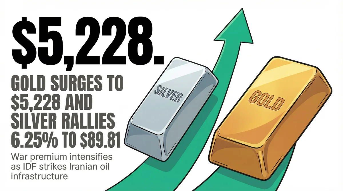 Gold Surges to $5,228 and Silver Rallies 6.25% to $89.81 as War Premium Intensifies
