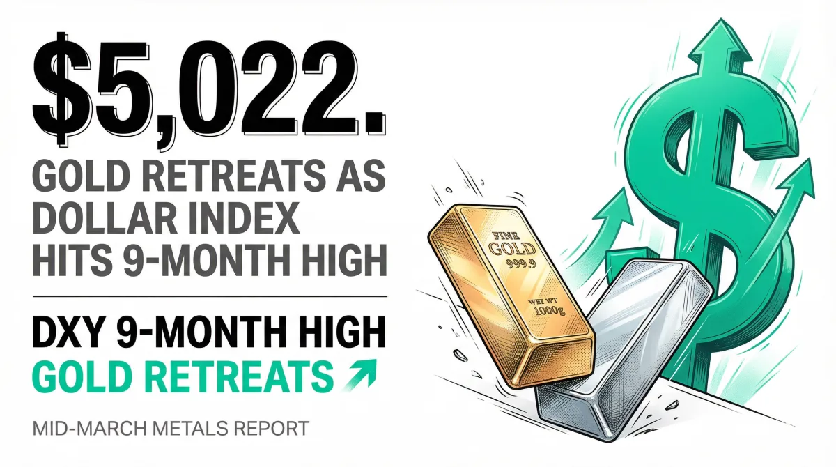 Gold Retreats to $5,022 and Silver Drops to $80.54 as Dollar Index Hits 9.5-Month High