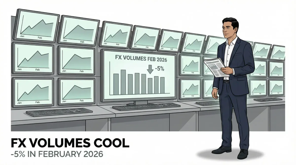 Institutional FX Trading Volumes Cool 5% in February 2026