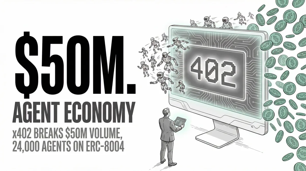 x402 Crosses $50 Million in Cumulative Volume as ERC-8004 Registers 24,000 AI Agents