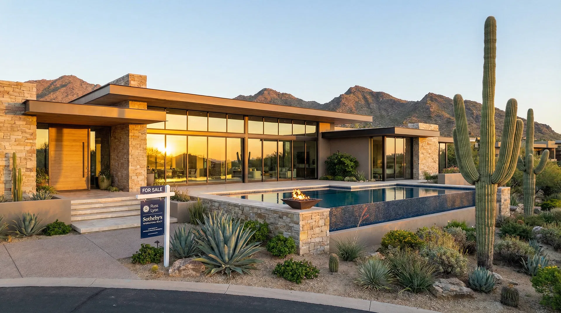 Luxury Scottsdale home listed for sale at golden hour