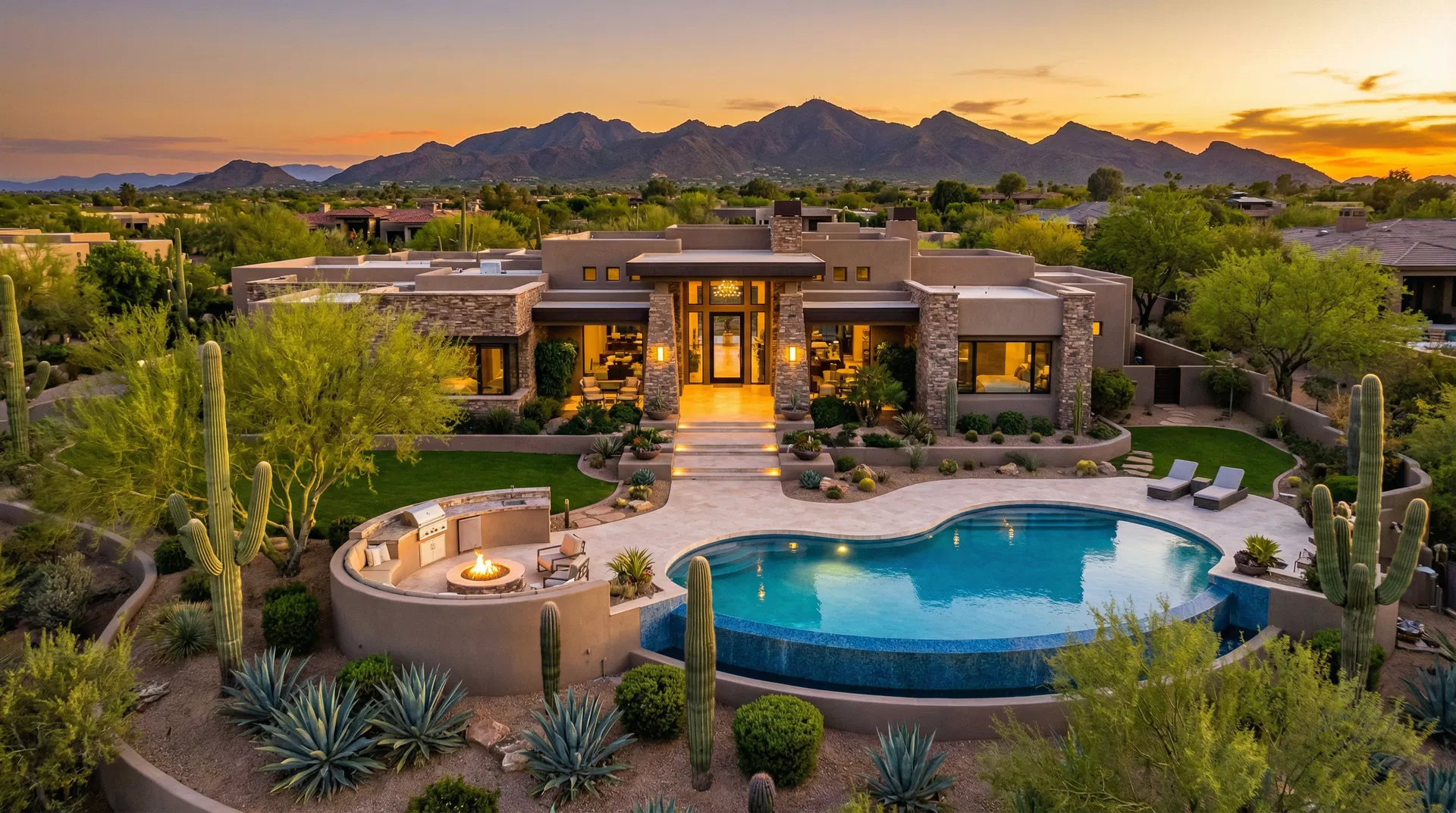 Luxury Scottsdale estate at golden hour