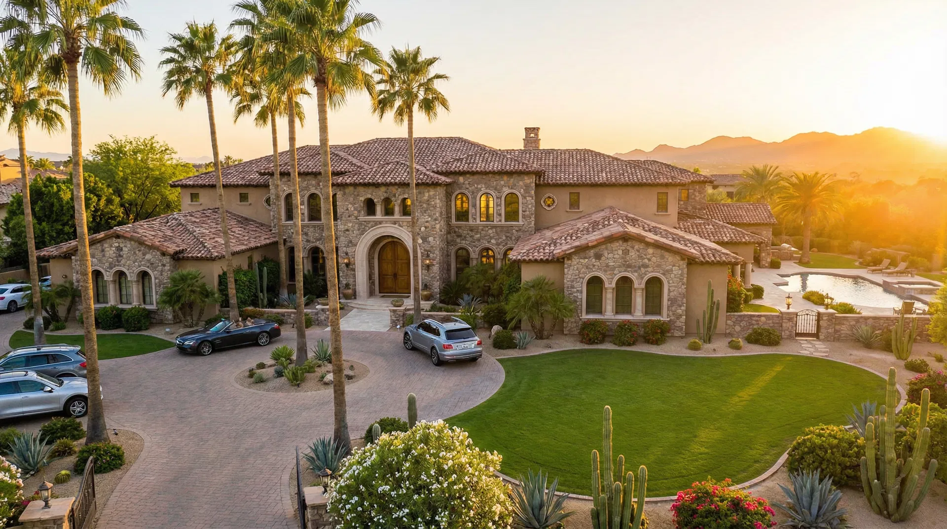 Luxury high-end Arizona estate home with professional irrigation system
