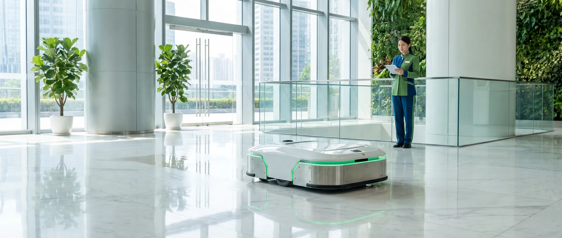 Robot de nettoyage autonome supervisé par un technicien DAERA