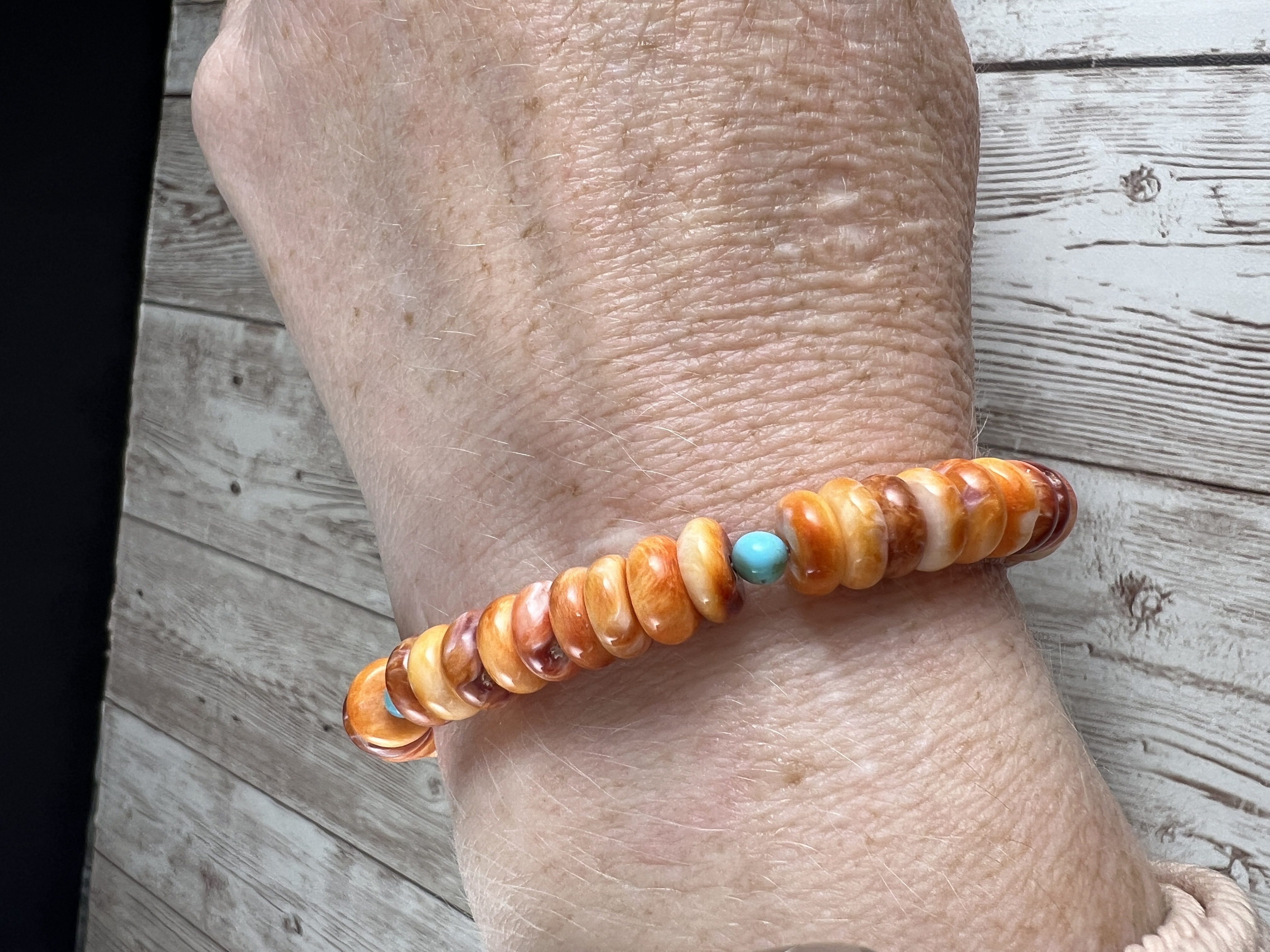 Spiny Oyster Shell & Kingman Turquoise Bracelet thumbnail 4