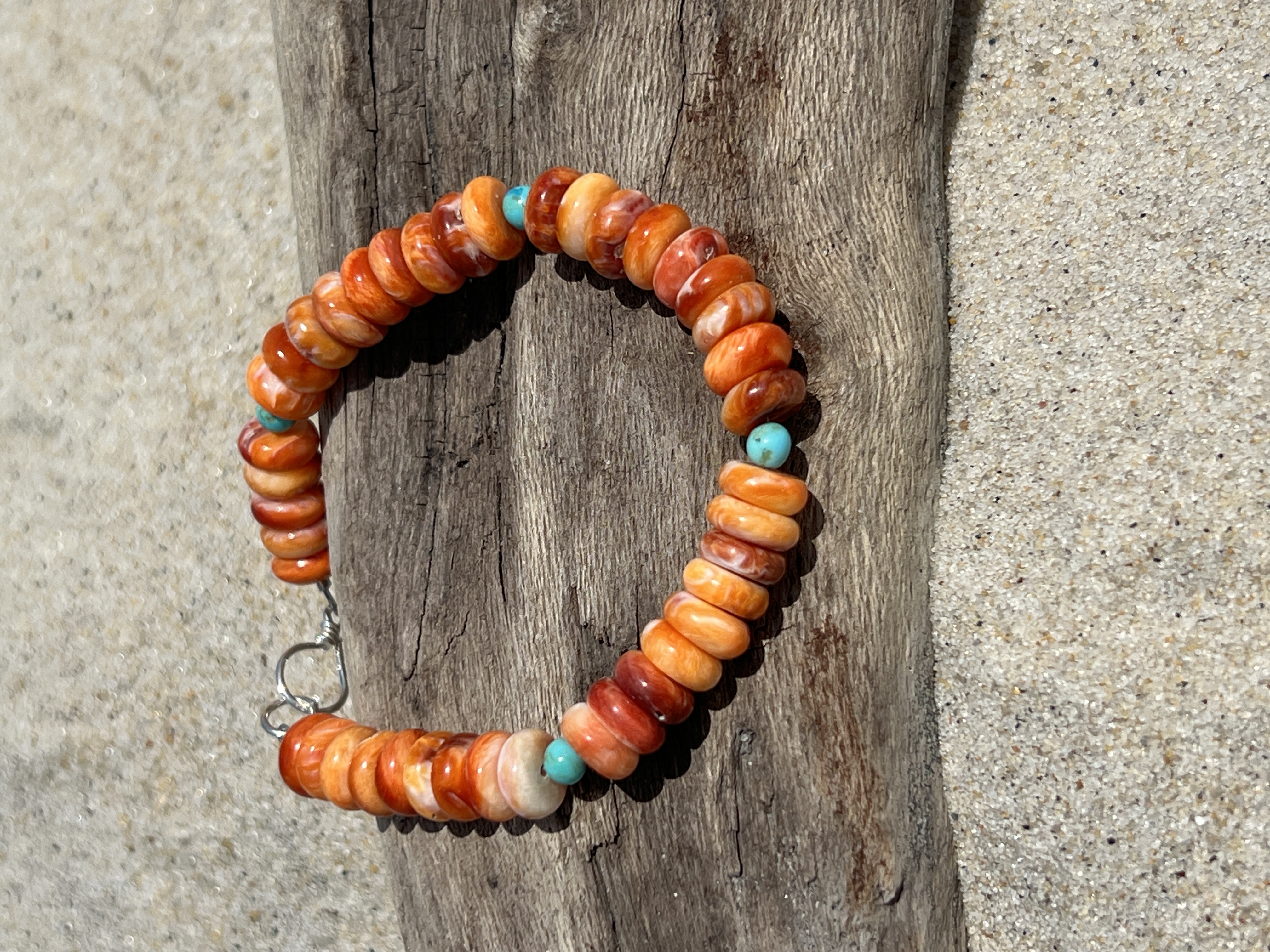 Spiny Oyster Shell & Kingman Turquoise Bracelet