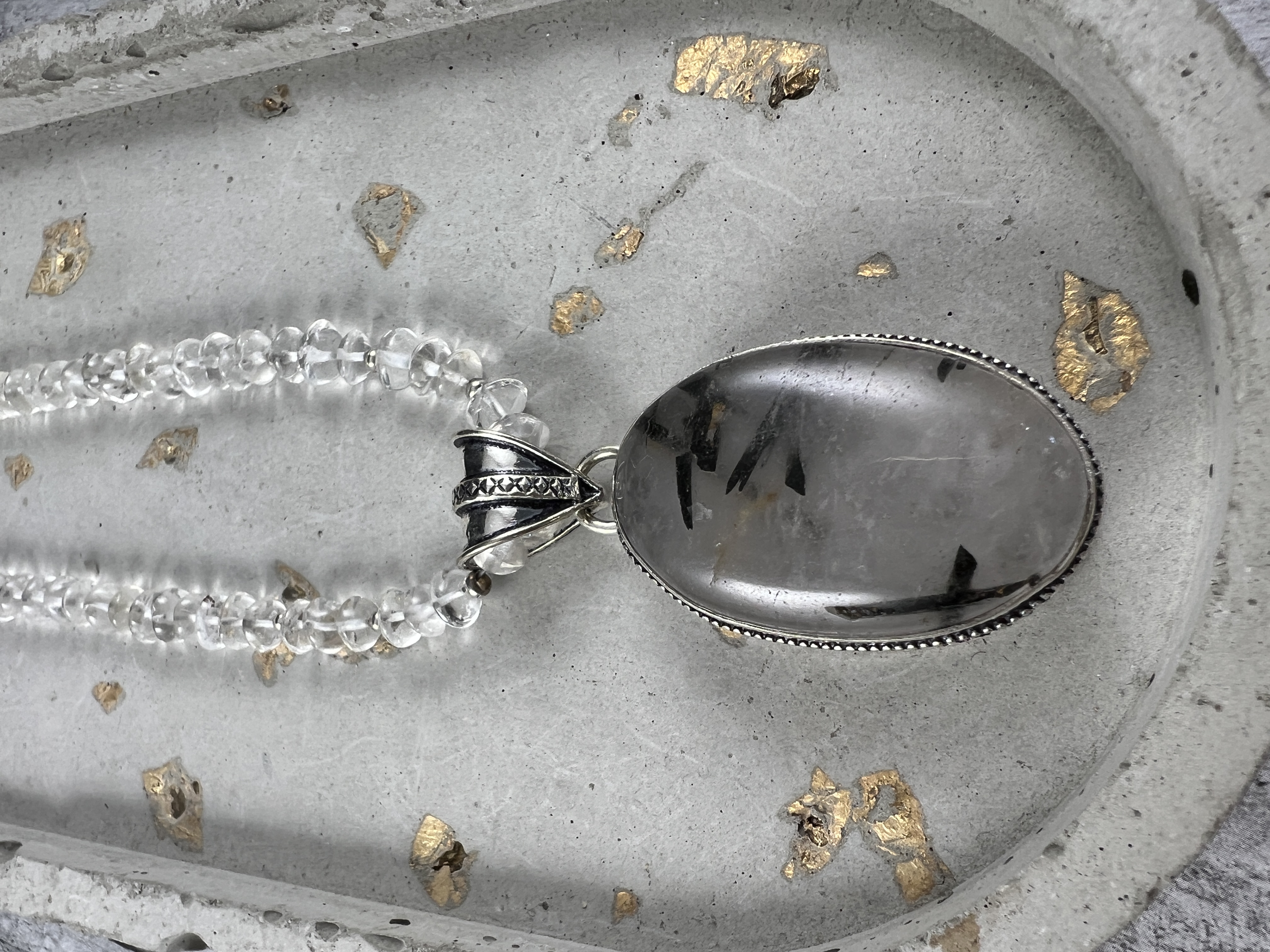 Clear Quartz Necklace with Rutilated Quartz Pendant thumbnail 6