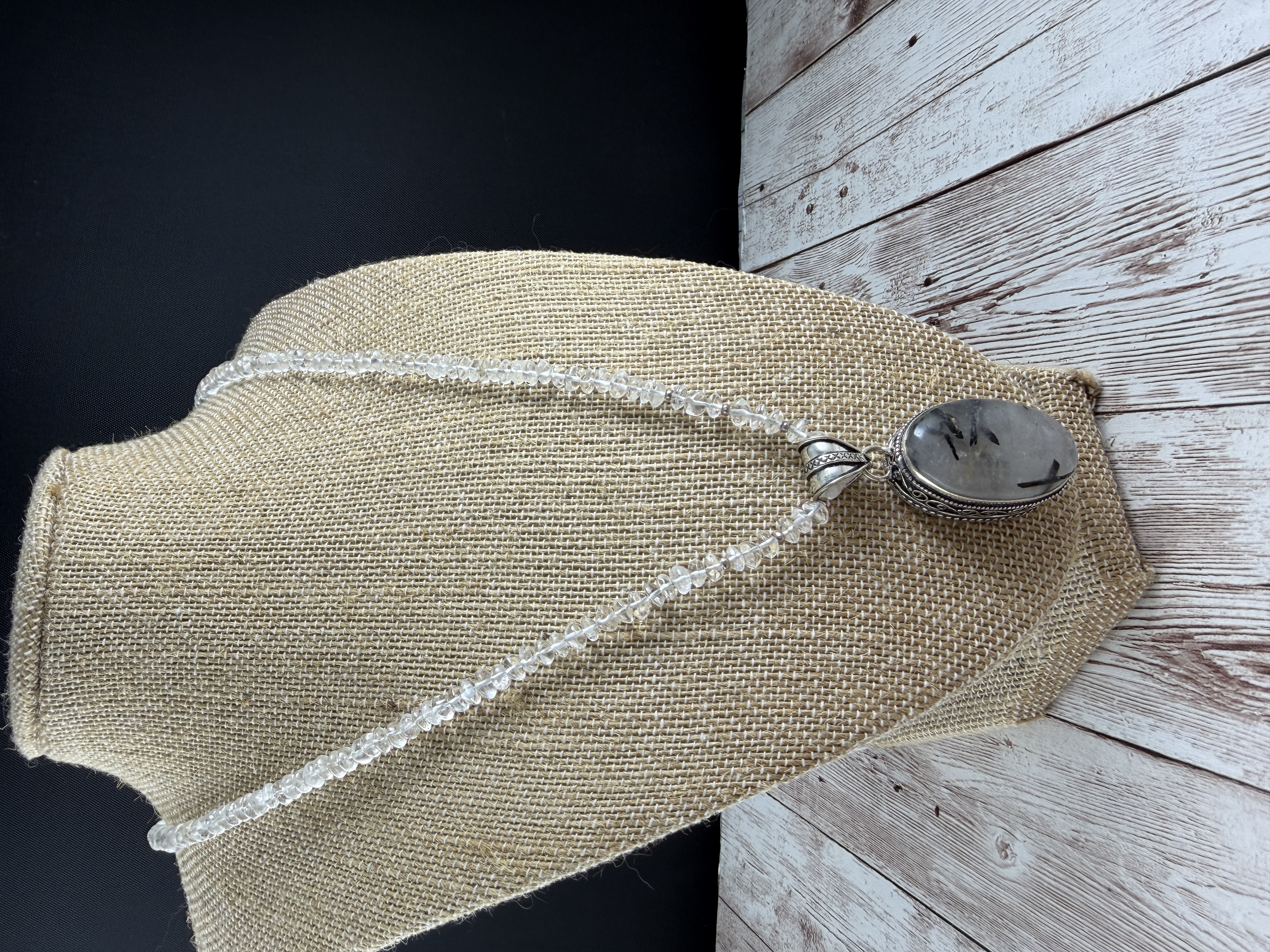 Clear Quartz Necklace with Rutilated Quartz Pendant thumbnail 9