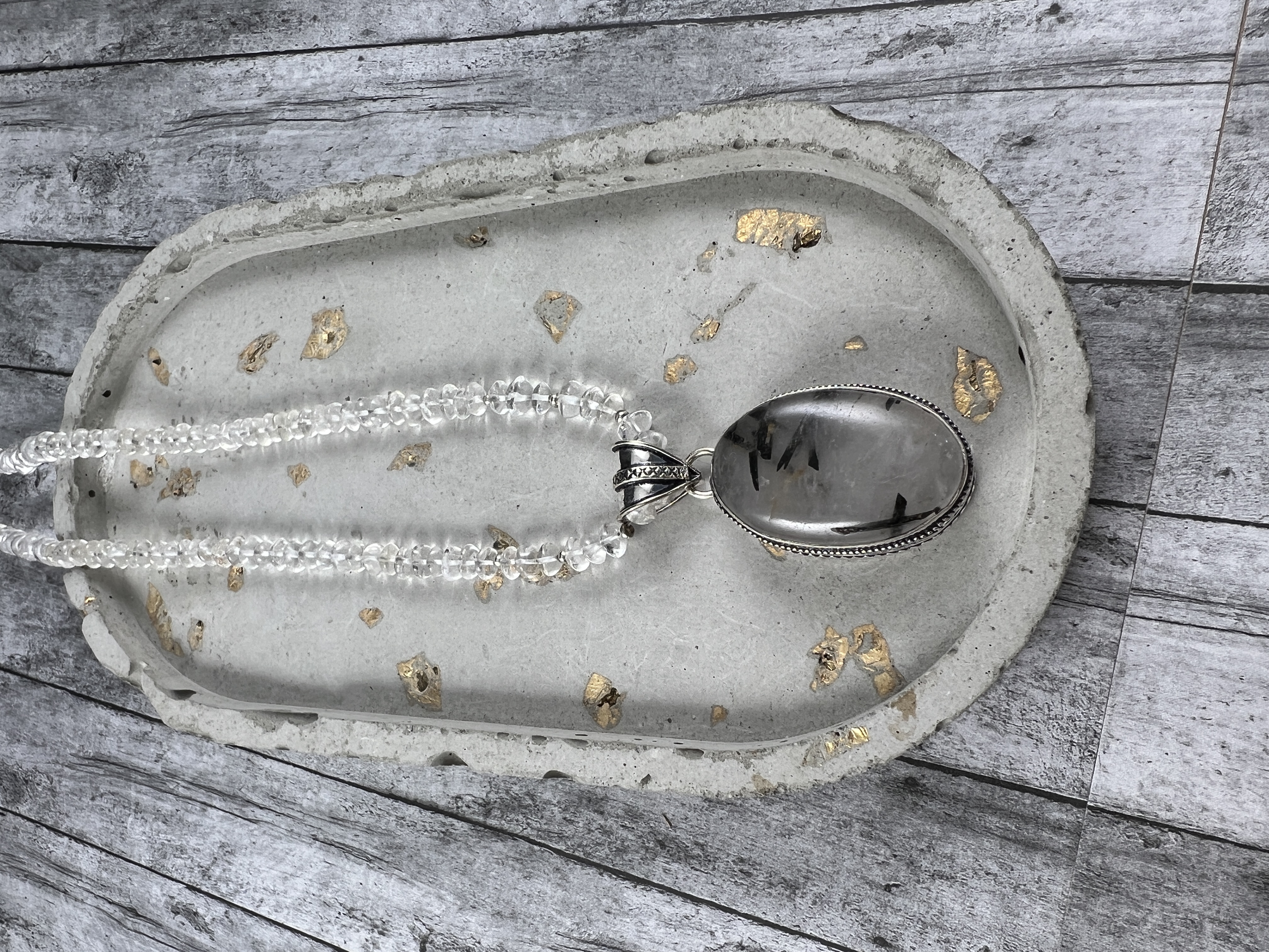 Clear Quartz Necklace with Rutilated Quartz Pendant thumbnail 5