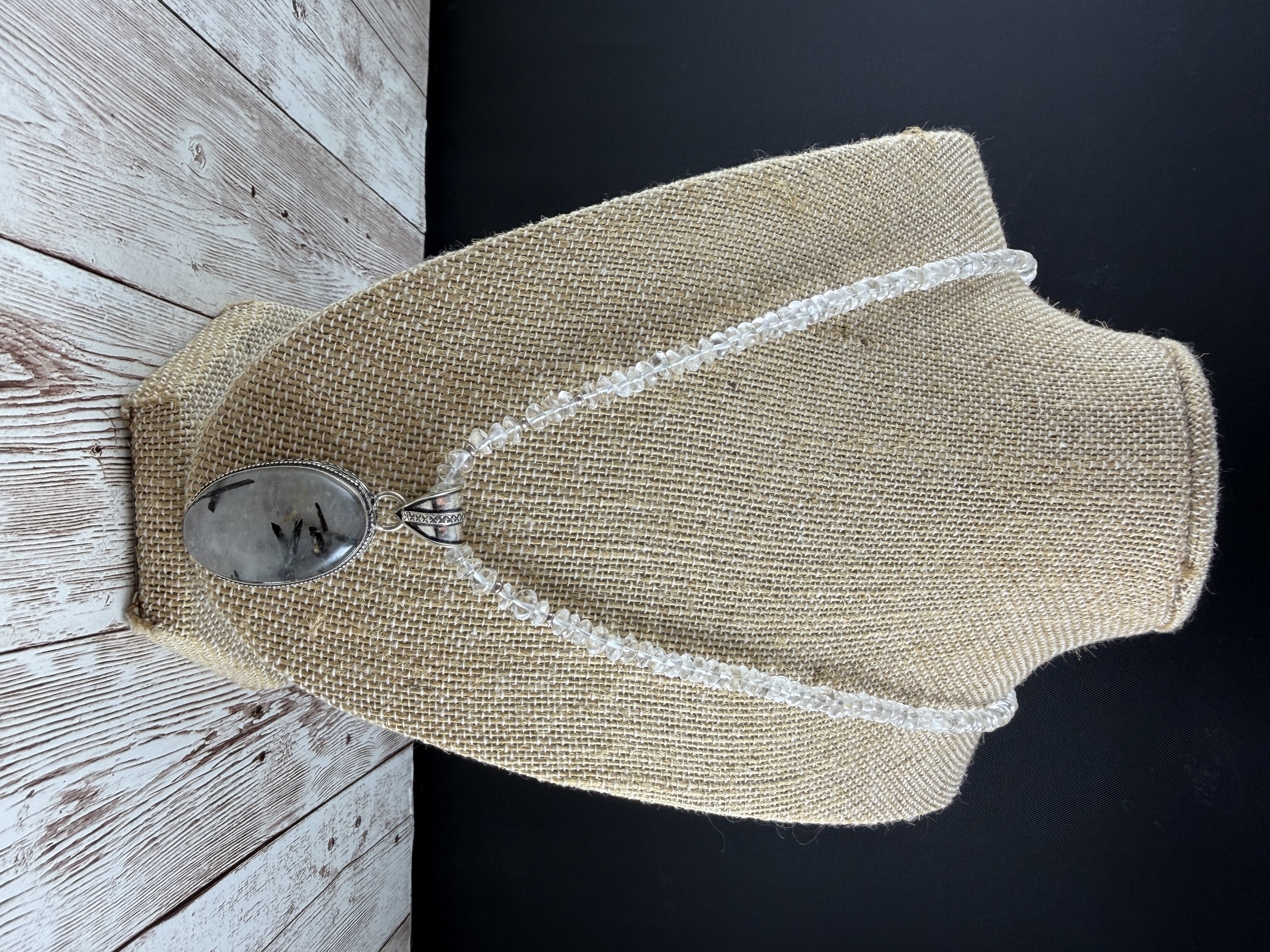 Clear Quartz Necklace with Rutilated Quartz Pendant thumbnail 10