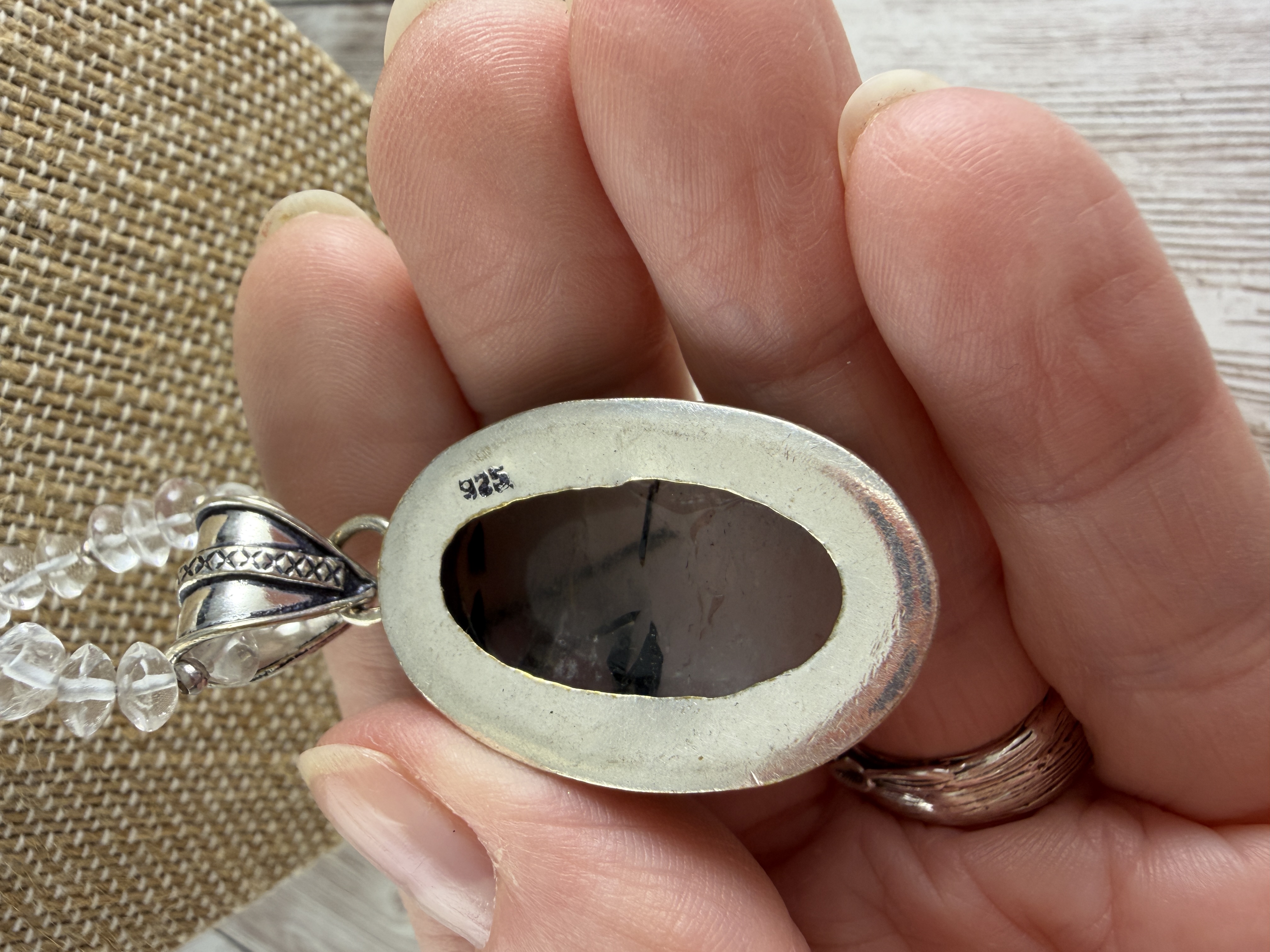 Clear Quartz Necklace with Rutilated Quartz Pendant thumbnail 13