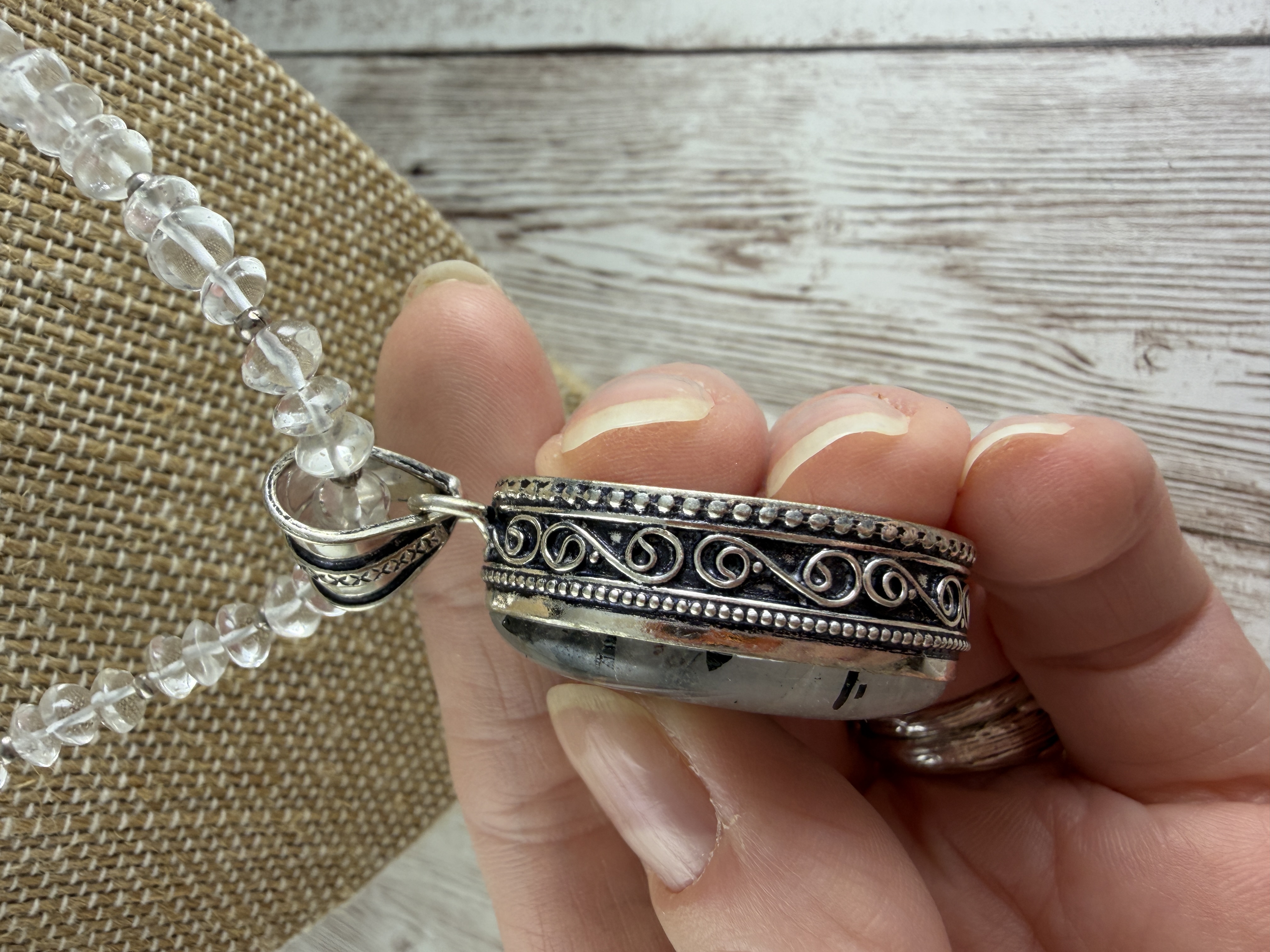 Clear Quartz Necklace with Rutilated Quartz Pendant thumbnail 12