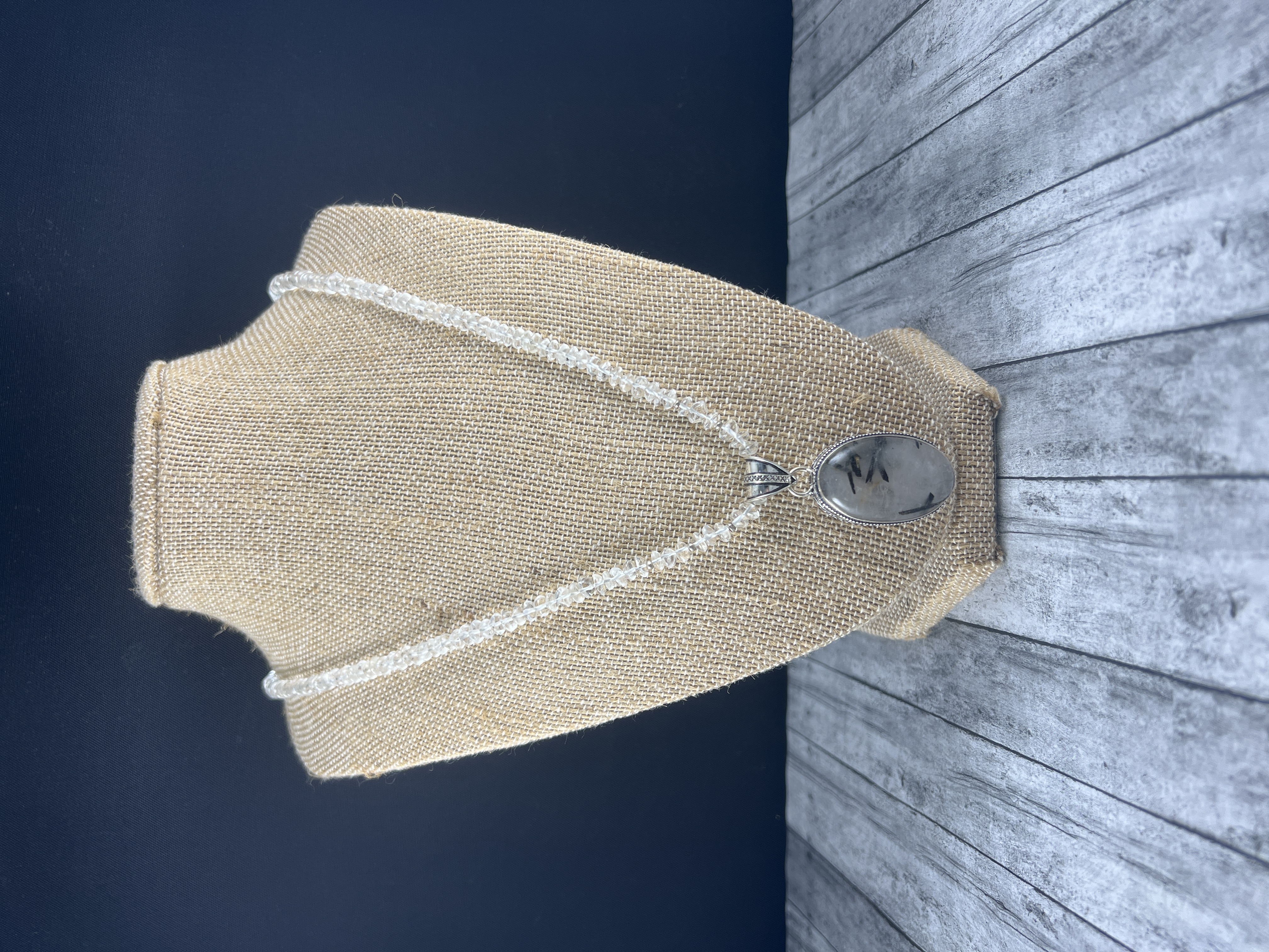 Clear Quartz Necklace with Rutilated Quartz Pendant thumbnail 2