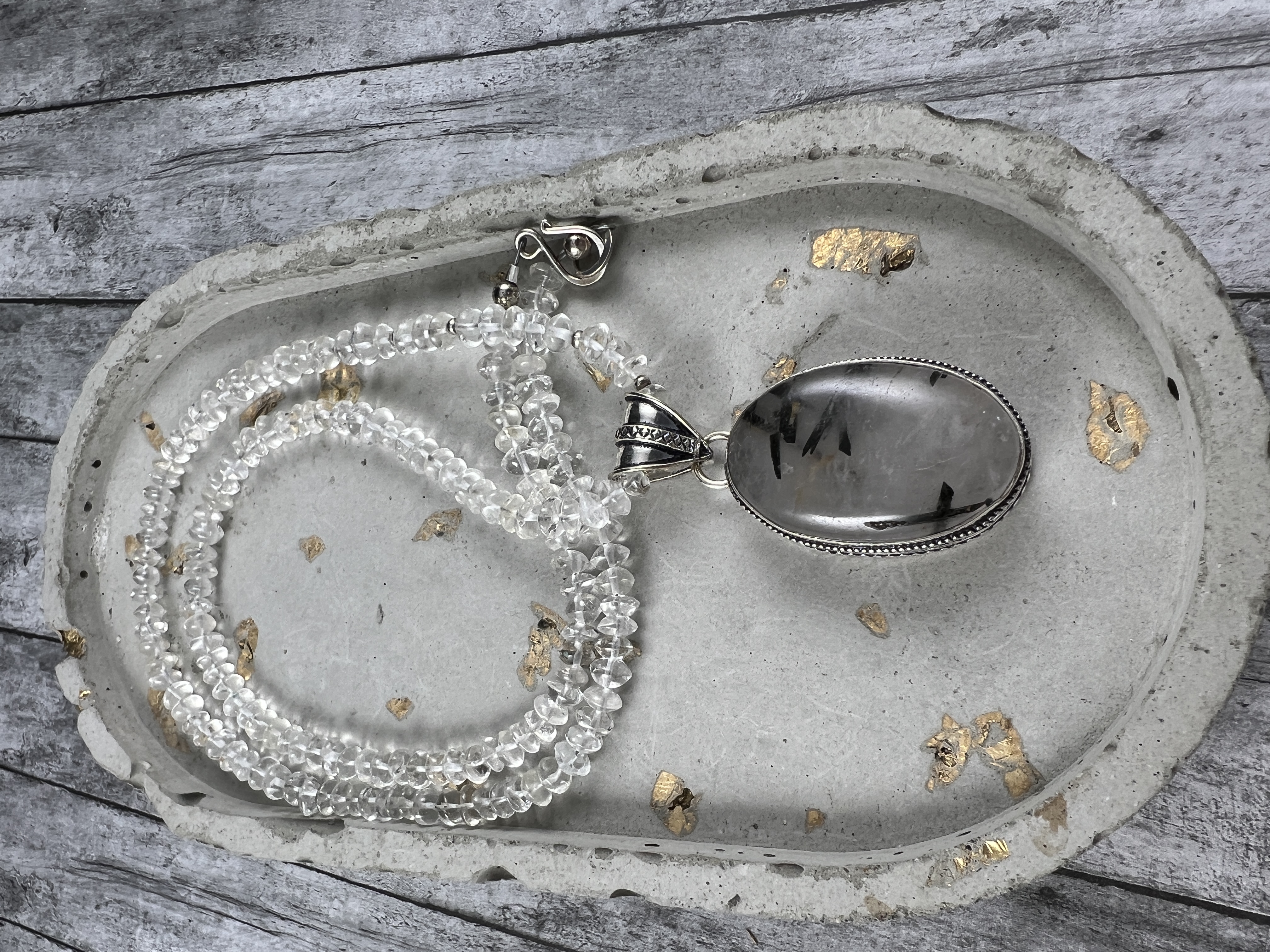 Clear Quartz Necklace with Rutilated Quartz Pendant thumbnail 8