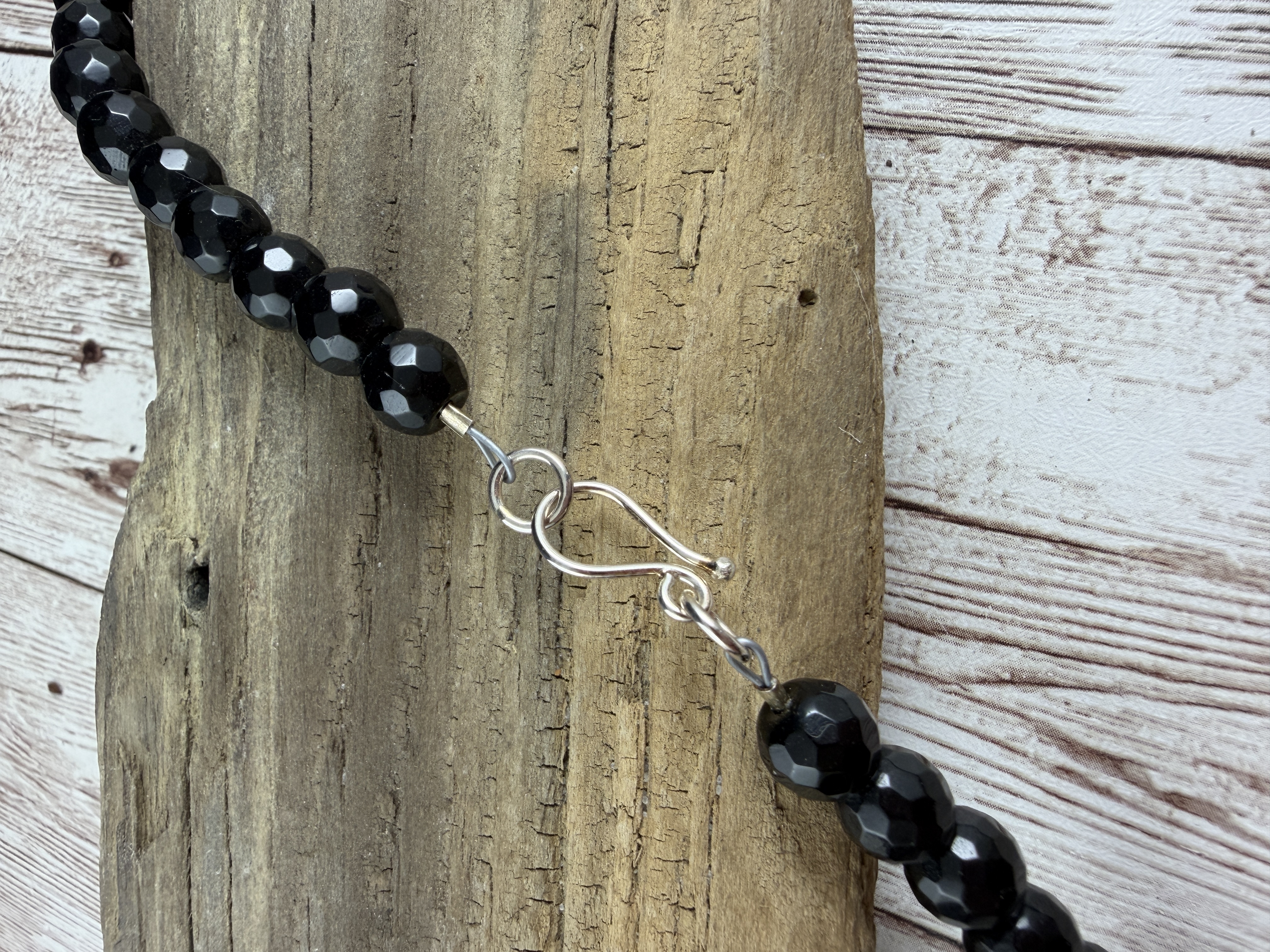 Black Onyx Necklace, Rutilated Quartz Pendant, Sterling Silver thumbnail 8