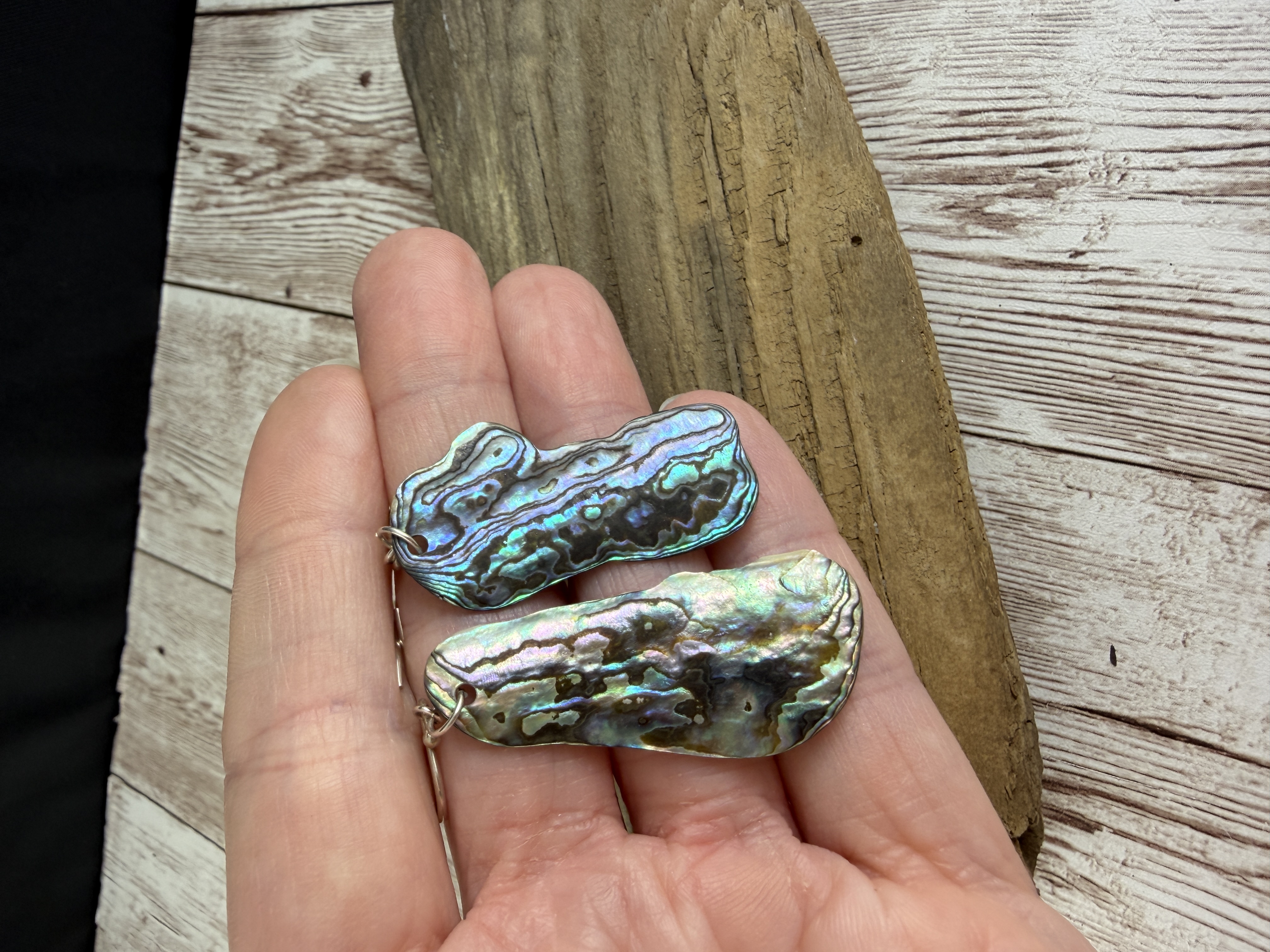 Sterling Silver Abalone Dangle Earrings, Paua Shell thumbnail 6