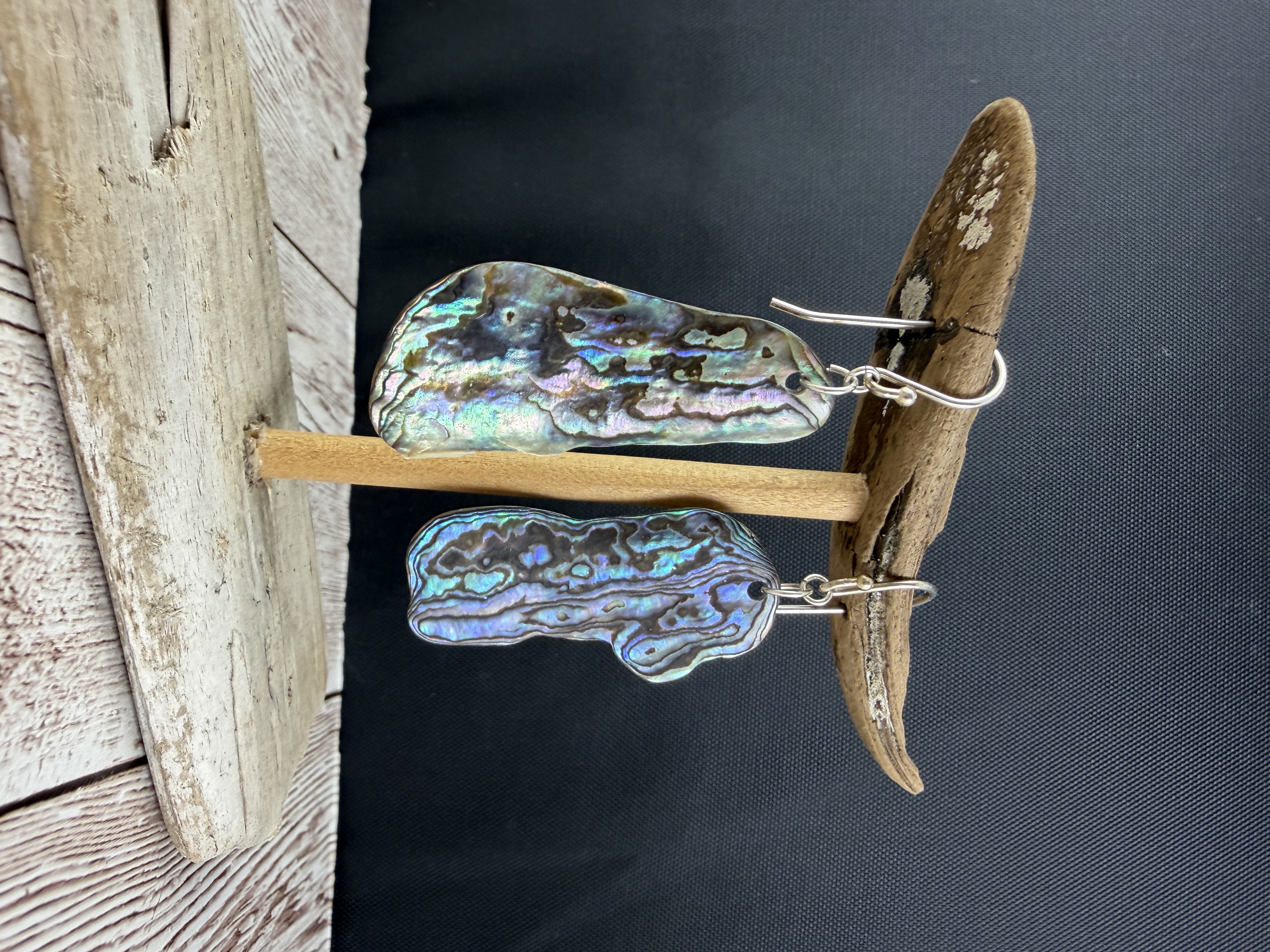 Sterling Silver Abalone Dangle Earrings, Paua Shell thumbnail 3