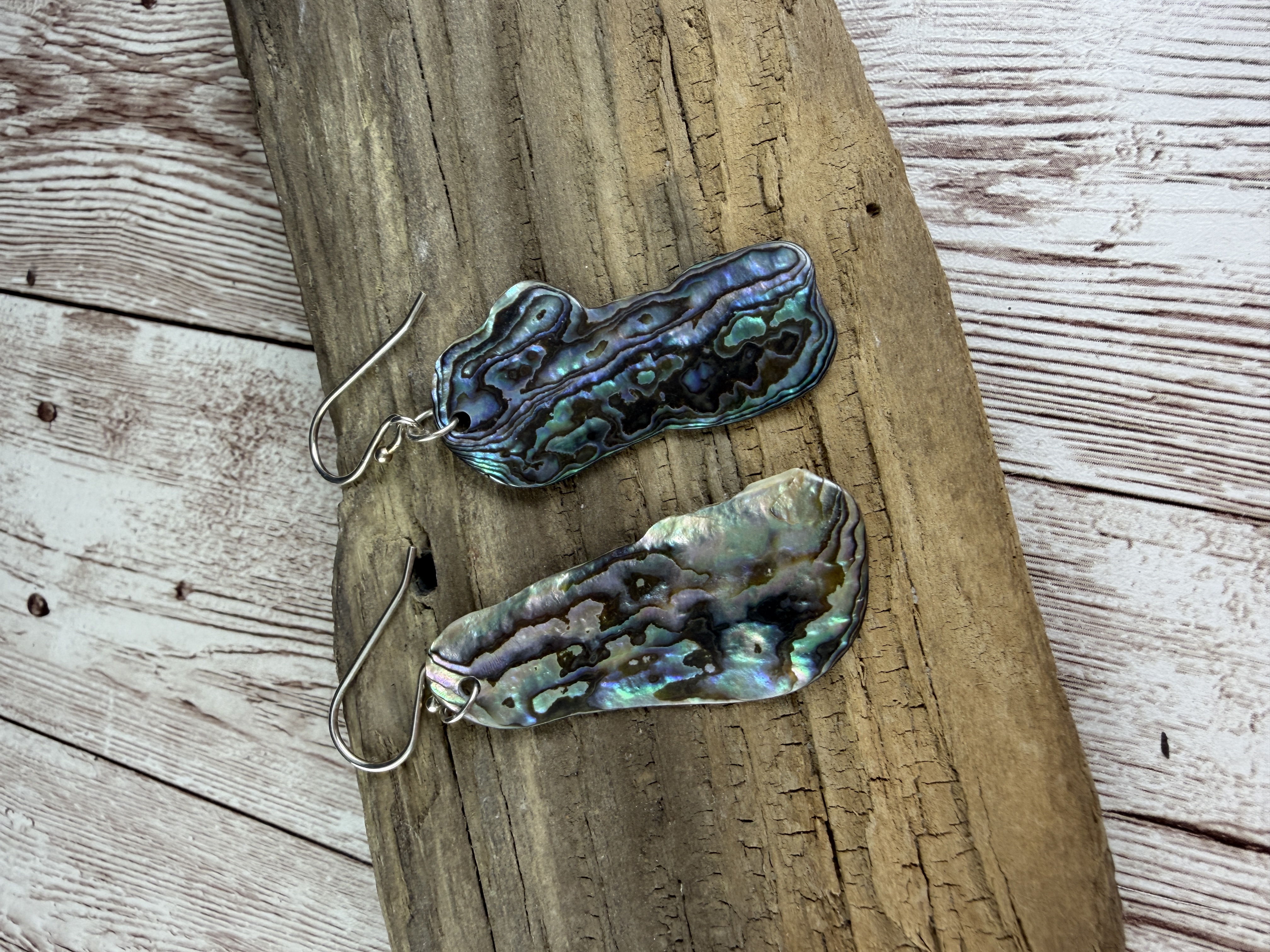 Sterling Silver Abalone Dangle Earrings, Paua Shell thumbnail 5