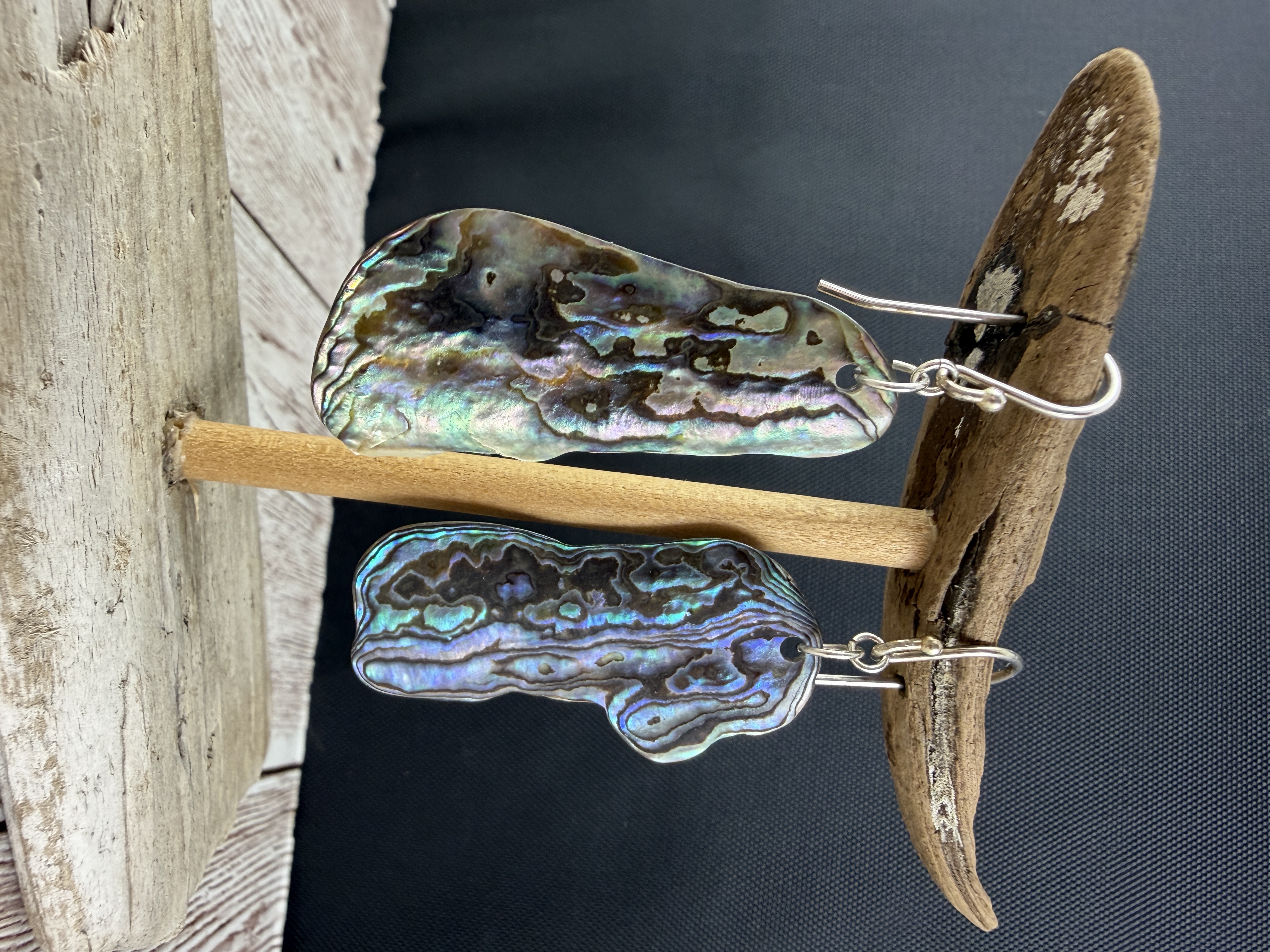 Sterling Silver Abalone Dangle Earrings, Paua Shell thumbnail 4