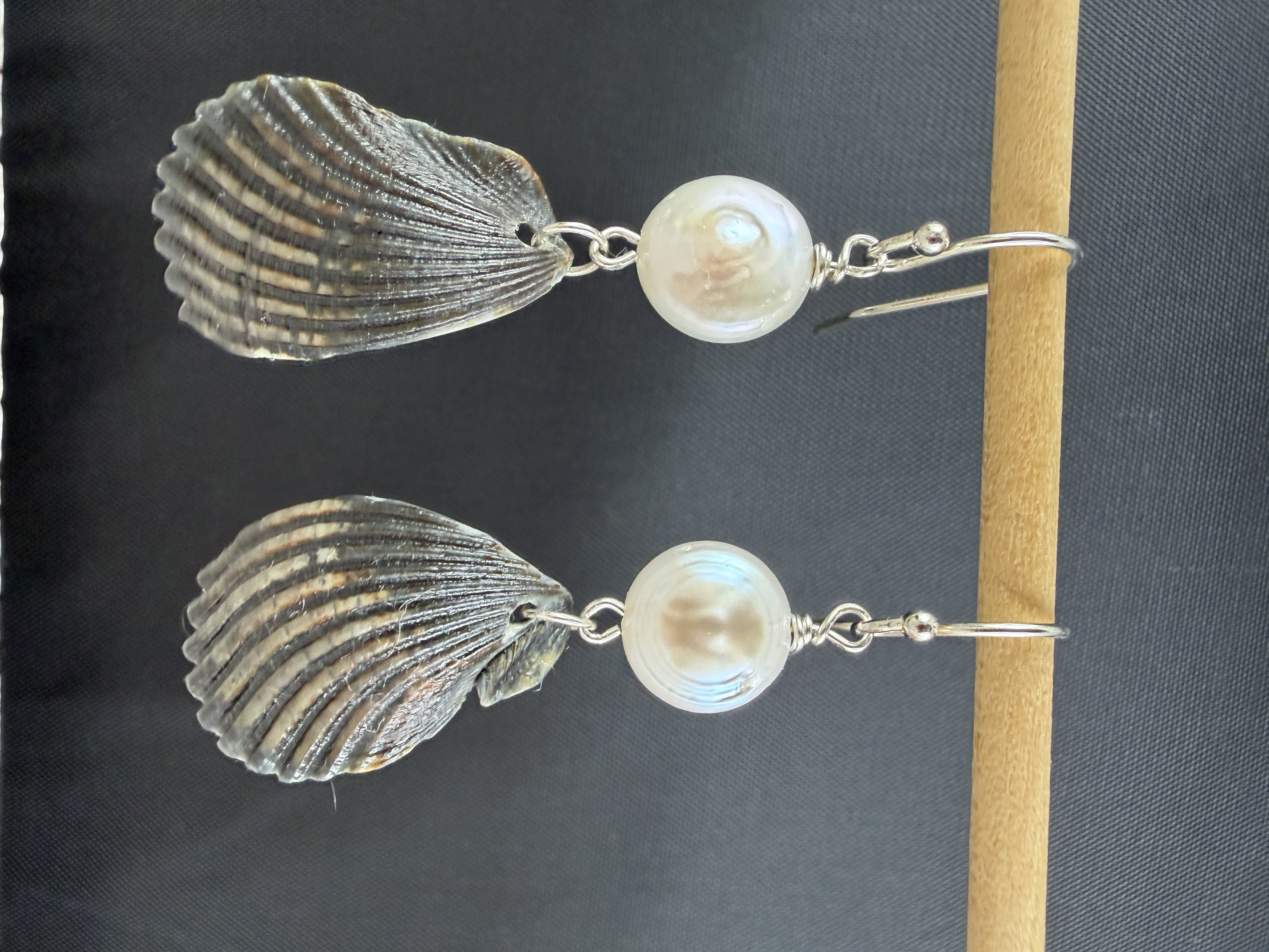 Half Shell Earrings with Coin Pearls thumbnail 2