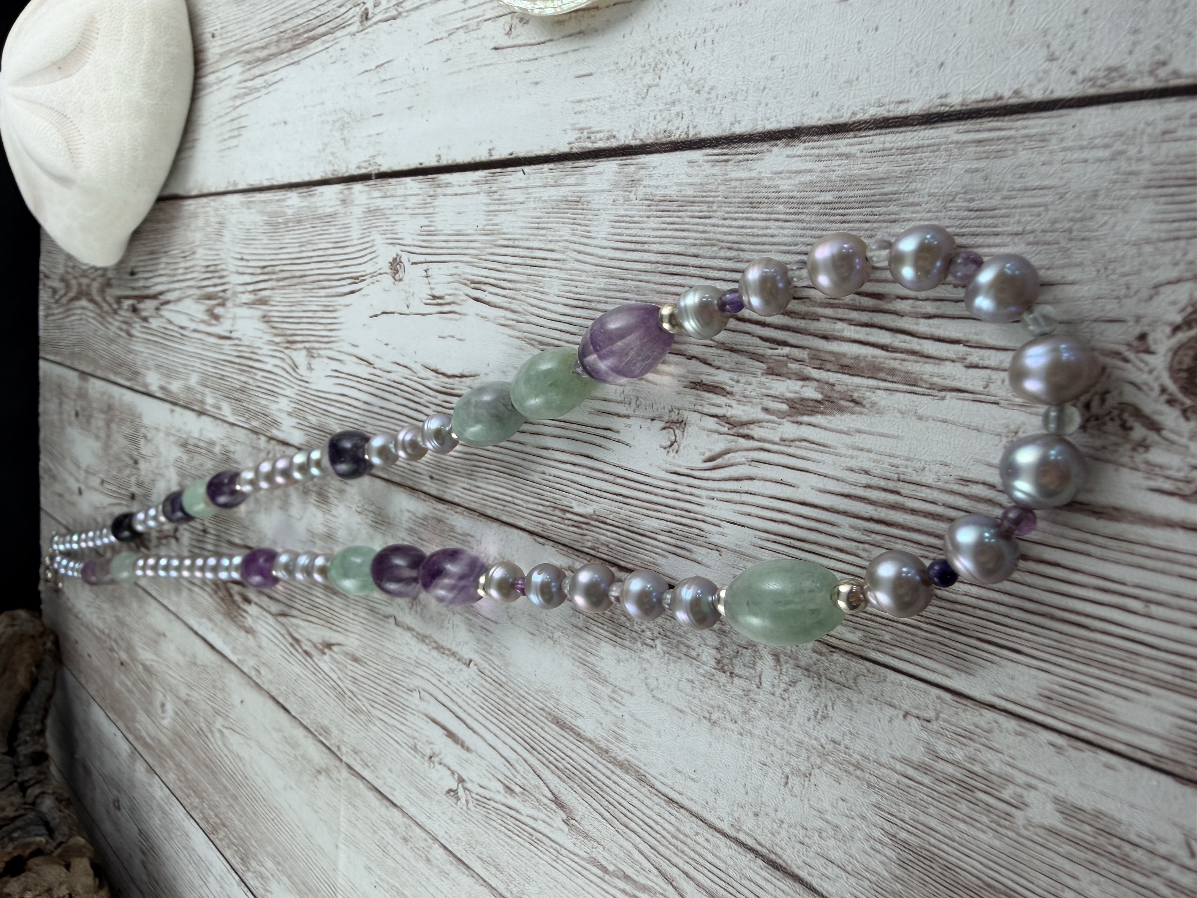 Lavender Pearl and Fluorite Necklace thumbnail 6