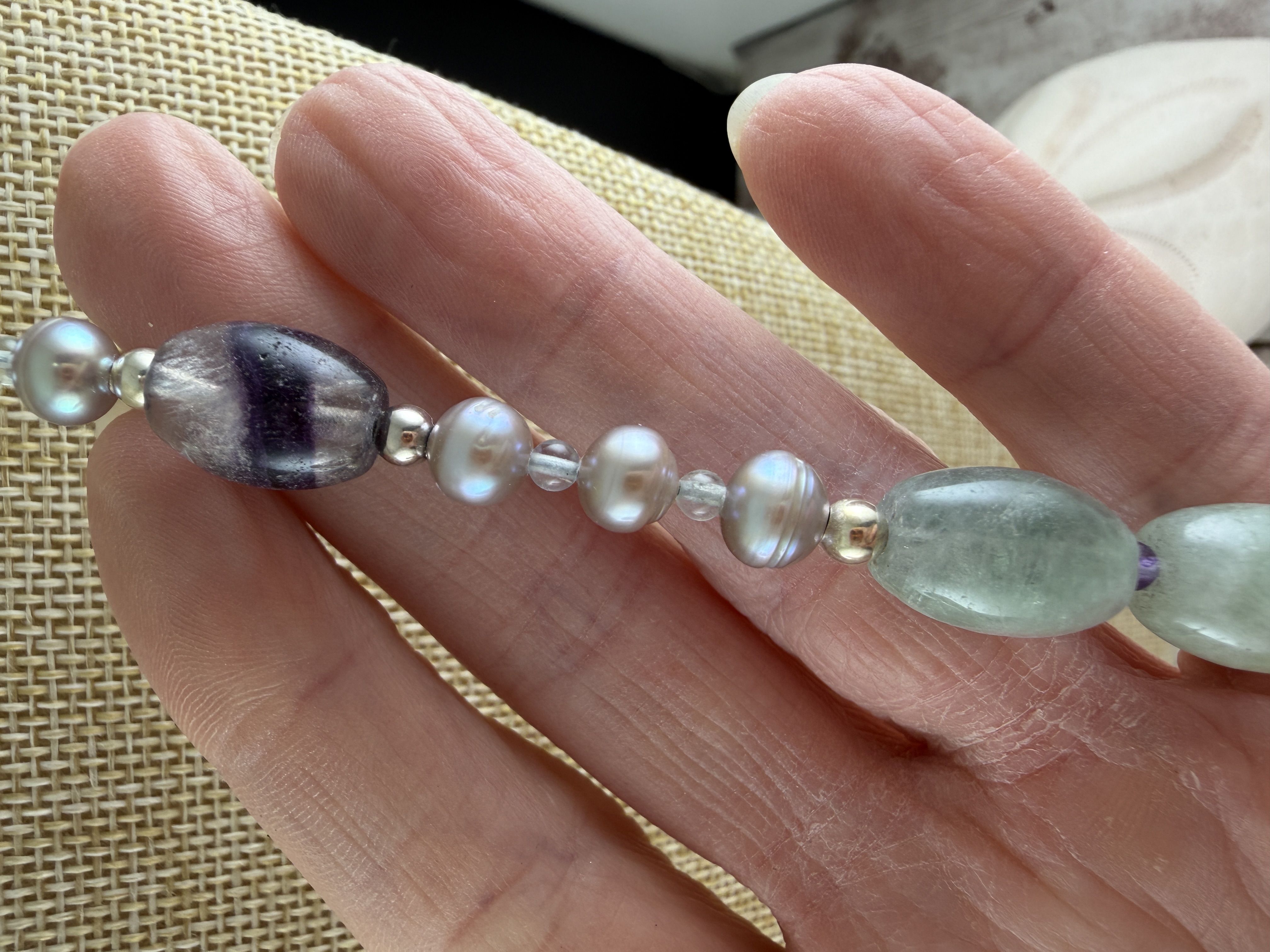 Lavender Pearl and Fluorite Necklace thumbnail 4