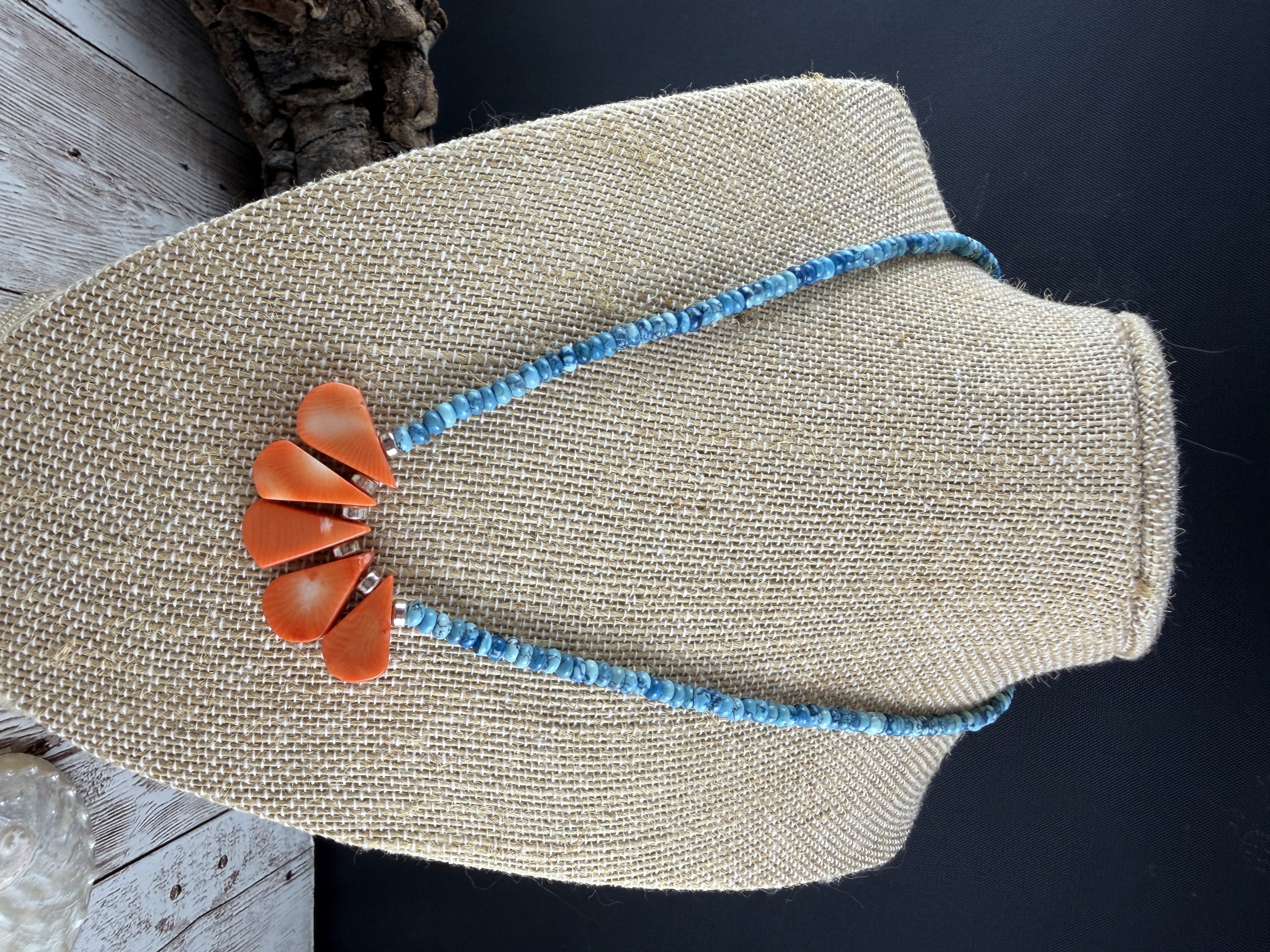 Blue Jasper and Coral Necklace thumbnail 3