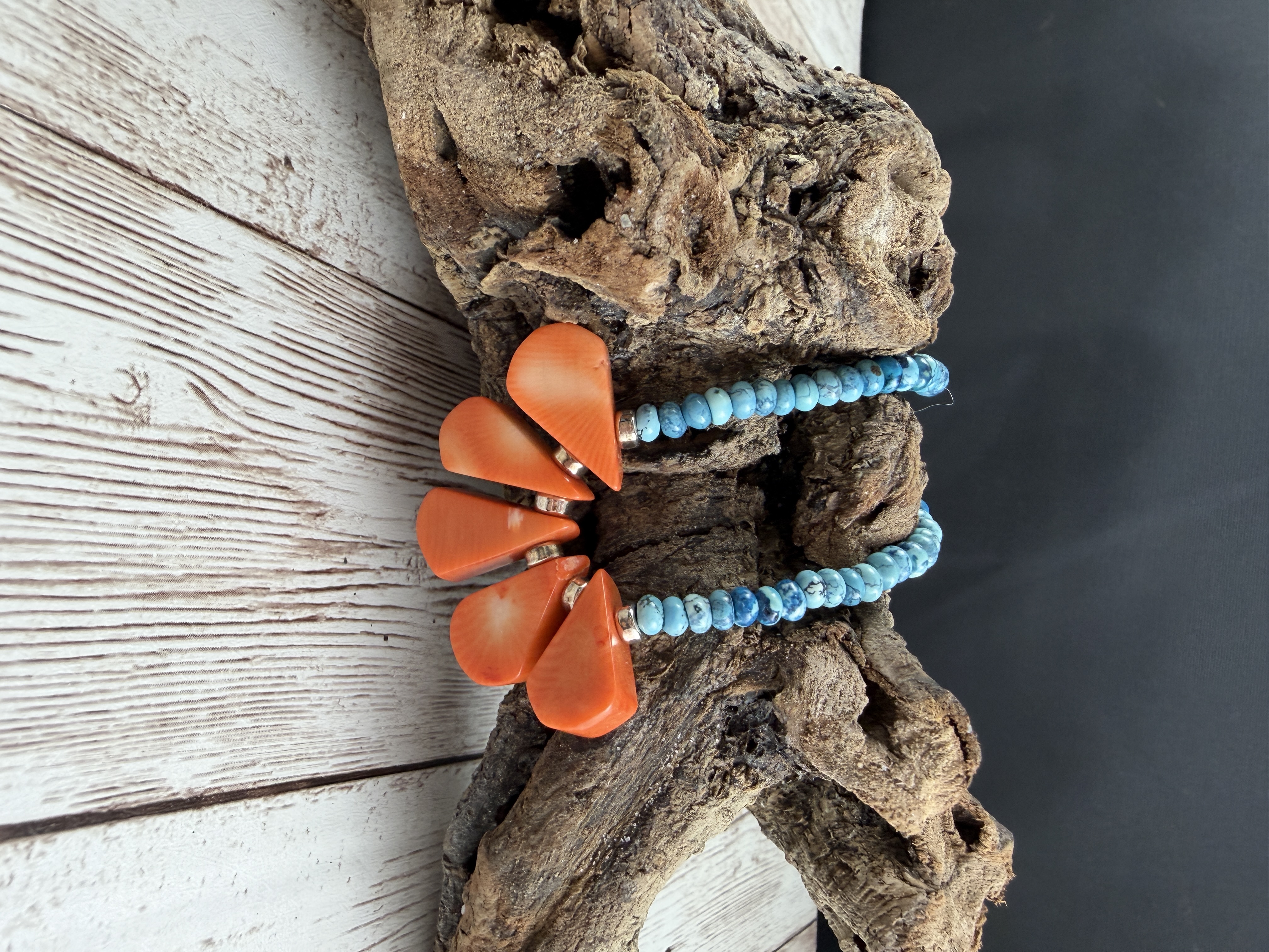 Blue Jasper and Coral Necklace