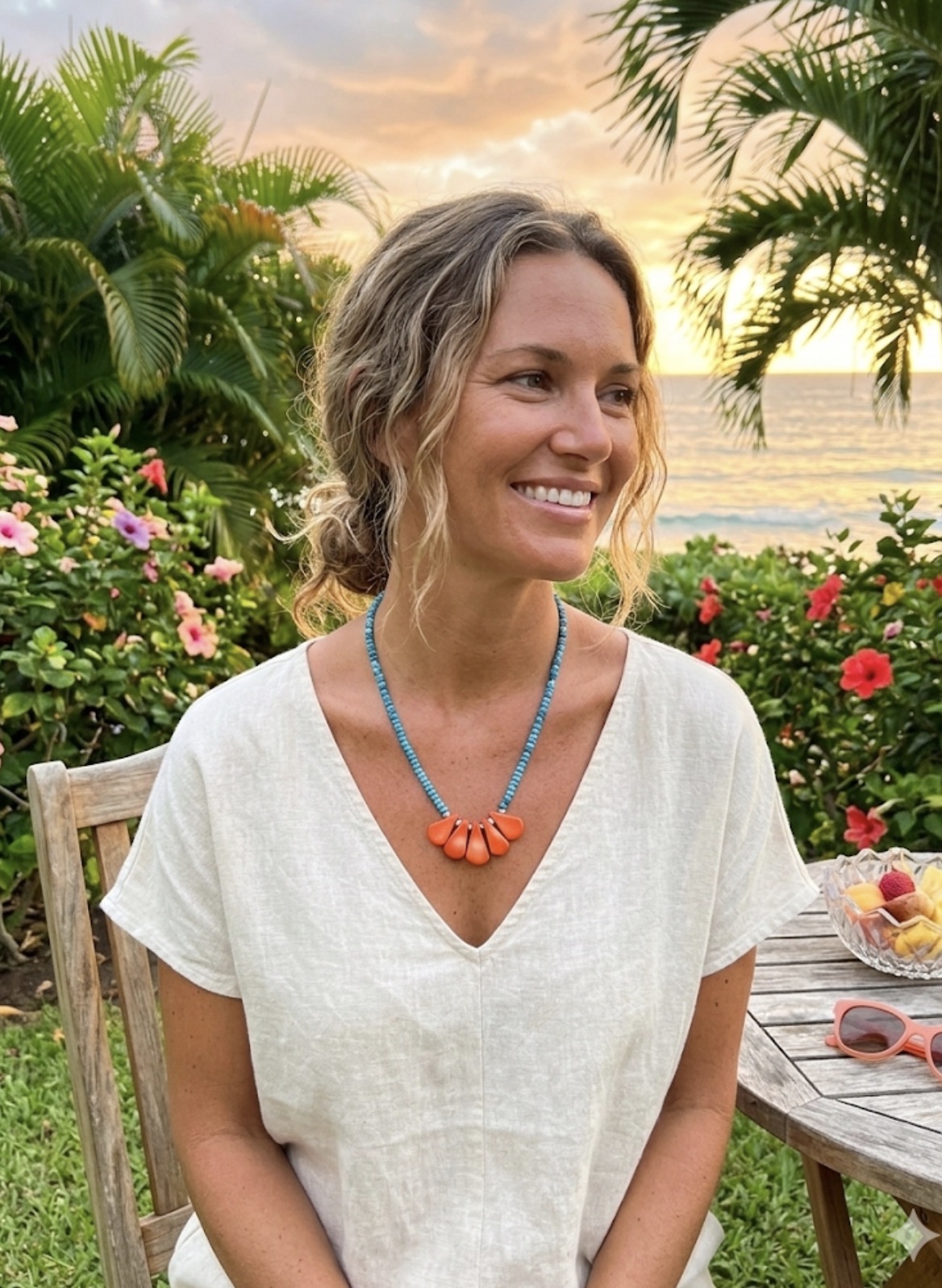 Blue Jasper and Coral Necklace thumbnail 8