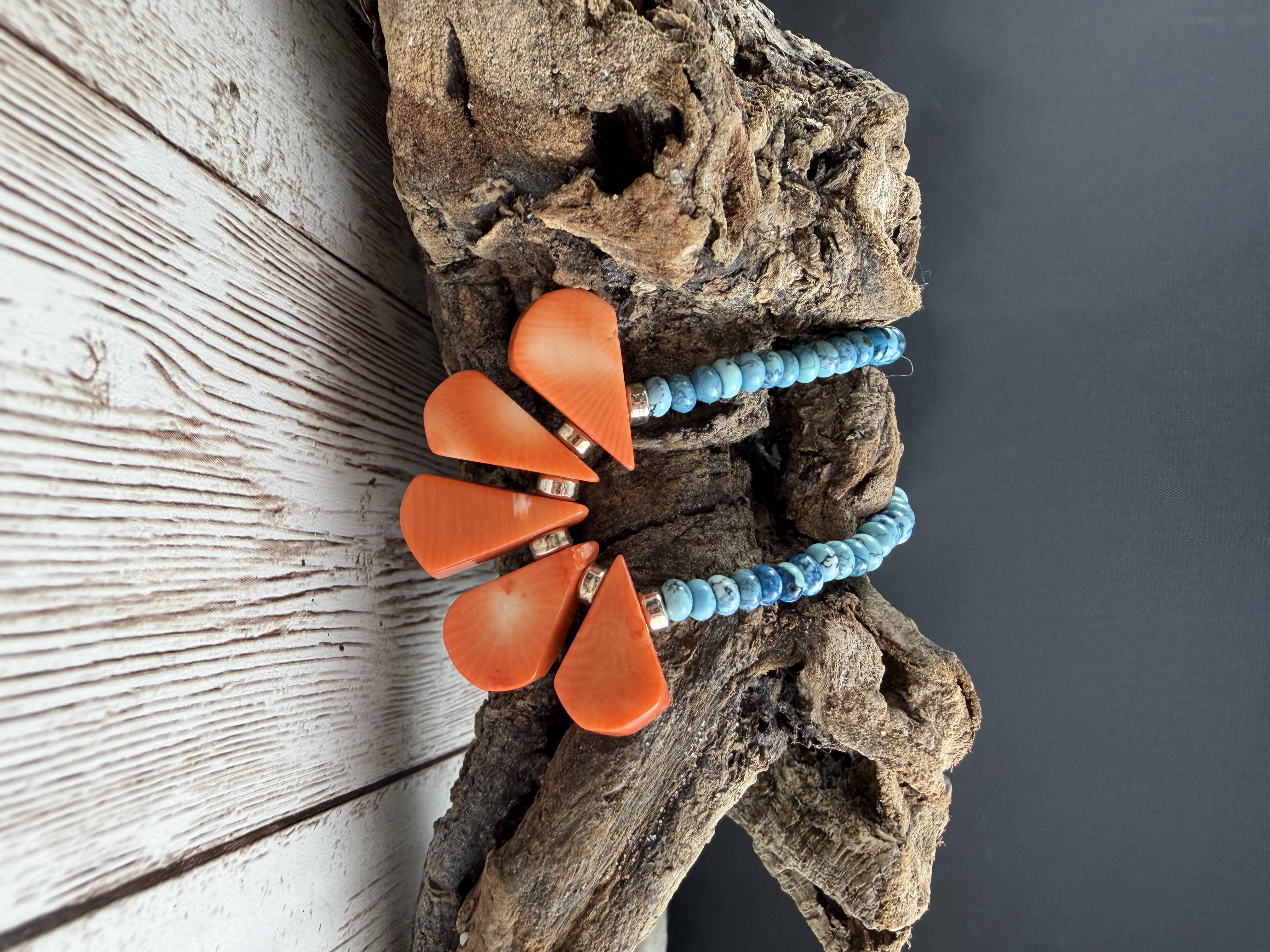 Blue Jasper and Coral Necklace thumbnail 6